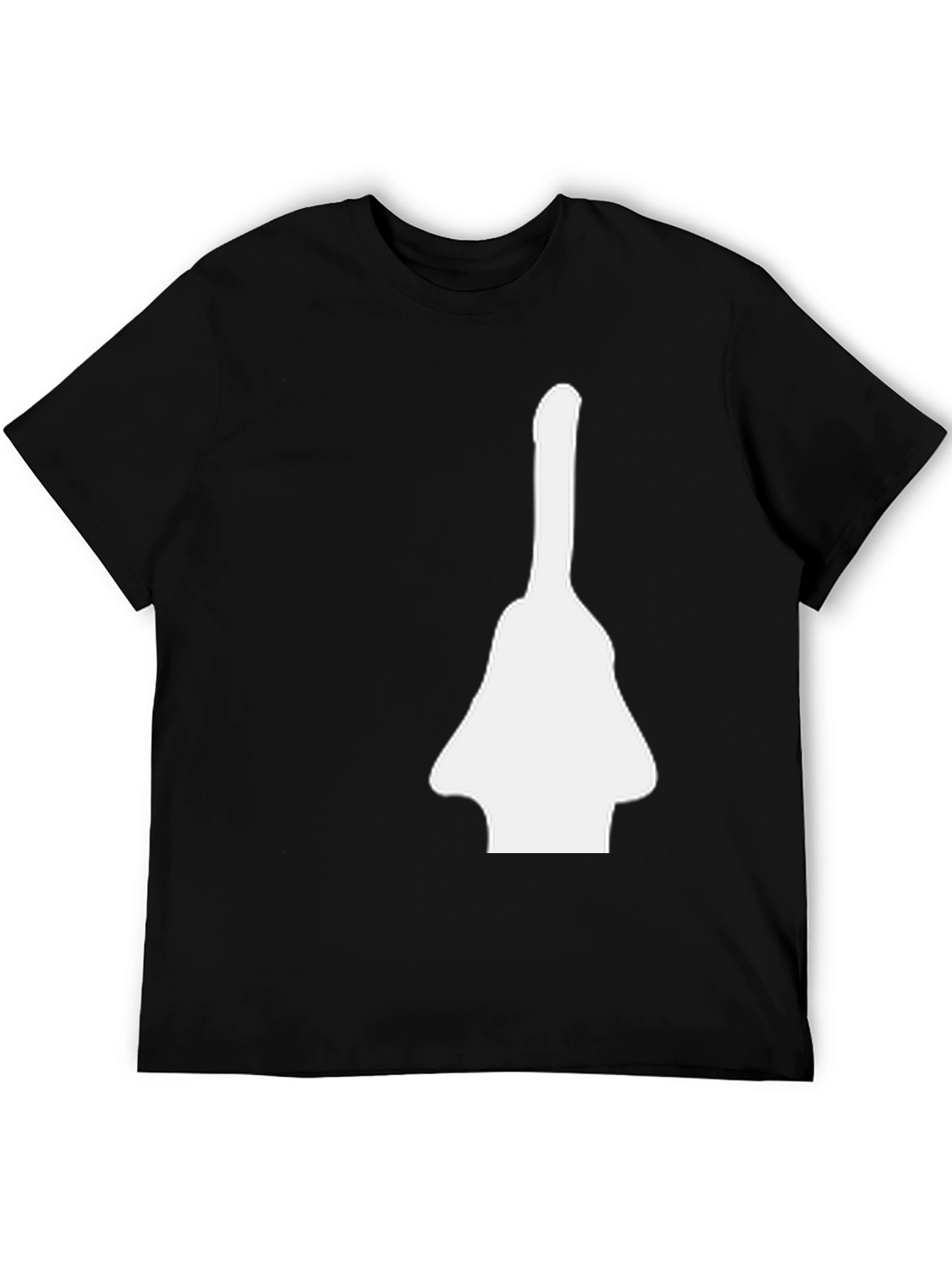 Unique Graphic Tee - White Guitar Silhouette on Black