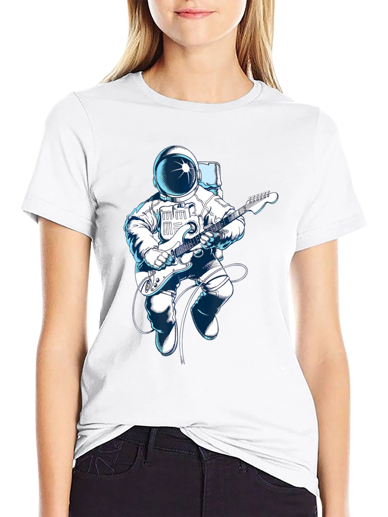 Astronaut Guitar Player Graphic Tee - Space Music Shirt