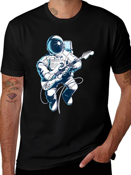 Astronaut Guitar Player Graphic Tee - Space Music Shirt