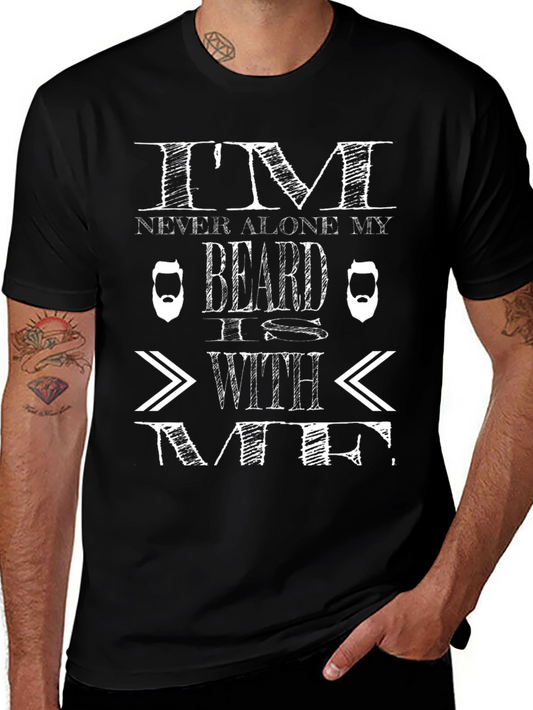 Bearded Humor Graphic Tee - Im Never Alone My Beard Is With Me!