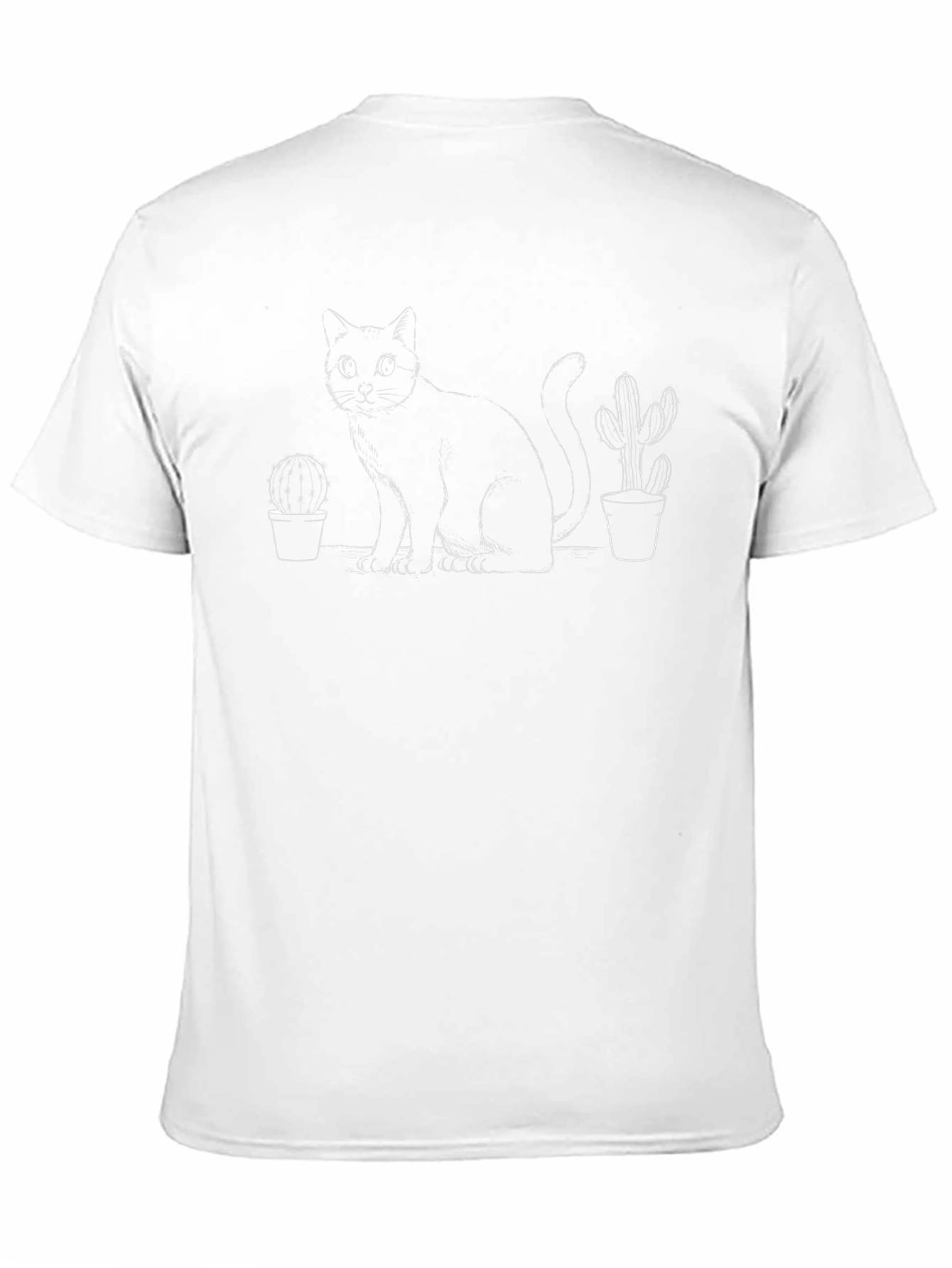 Black Cat & Cactus Graphic Print T-Shirt