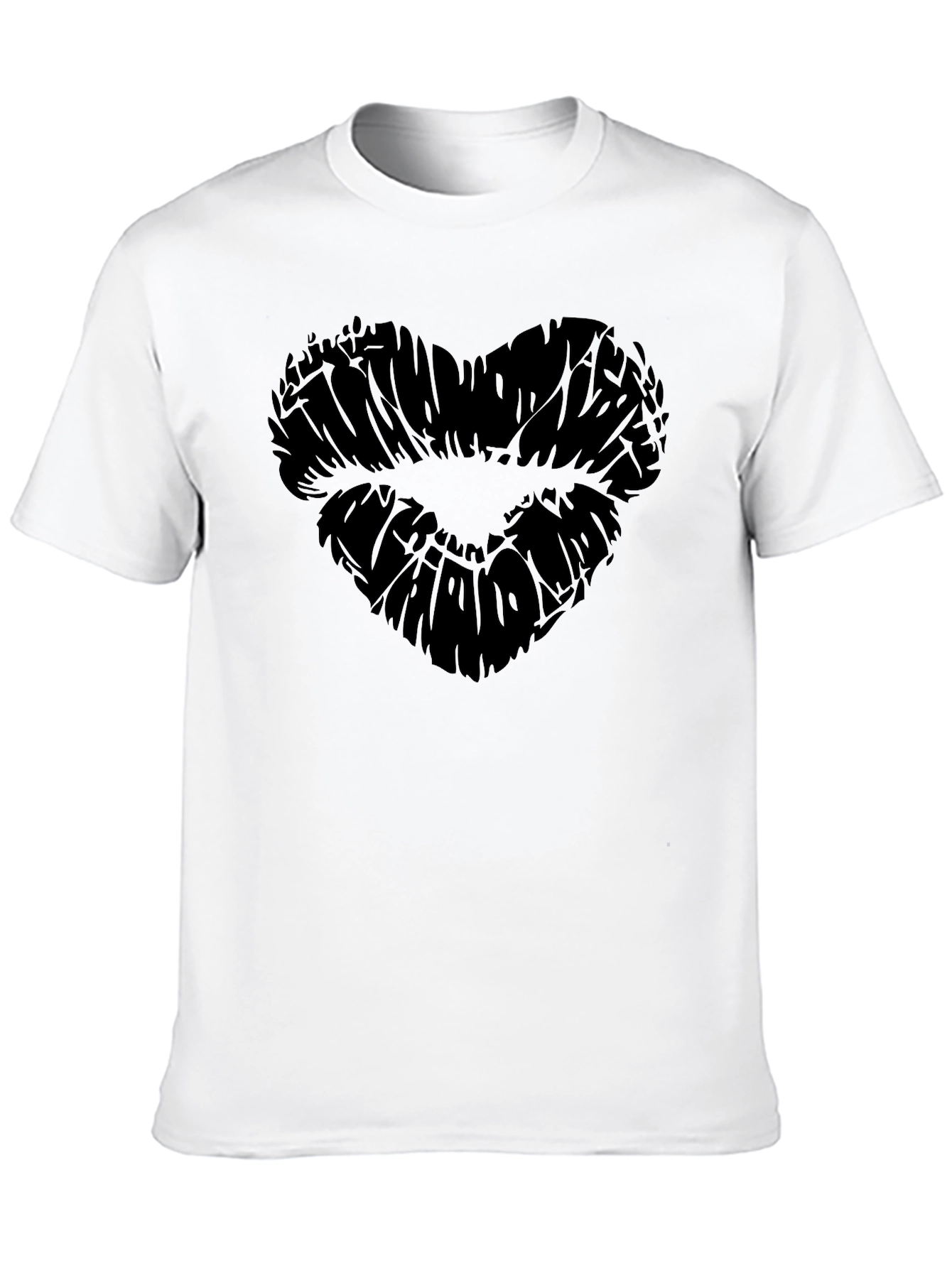 Heart Lips Graphic Black T-Shirt for Men