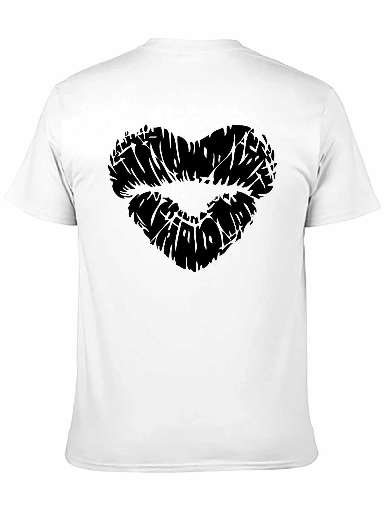 Heart Lips Graphic Black T-Shirt for Men