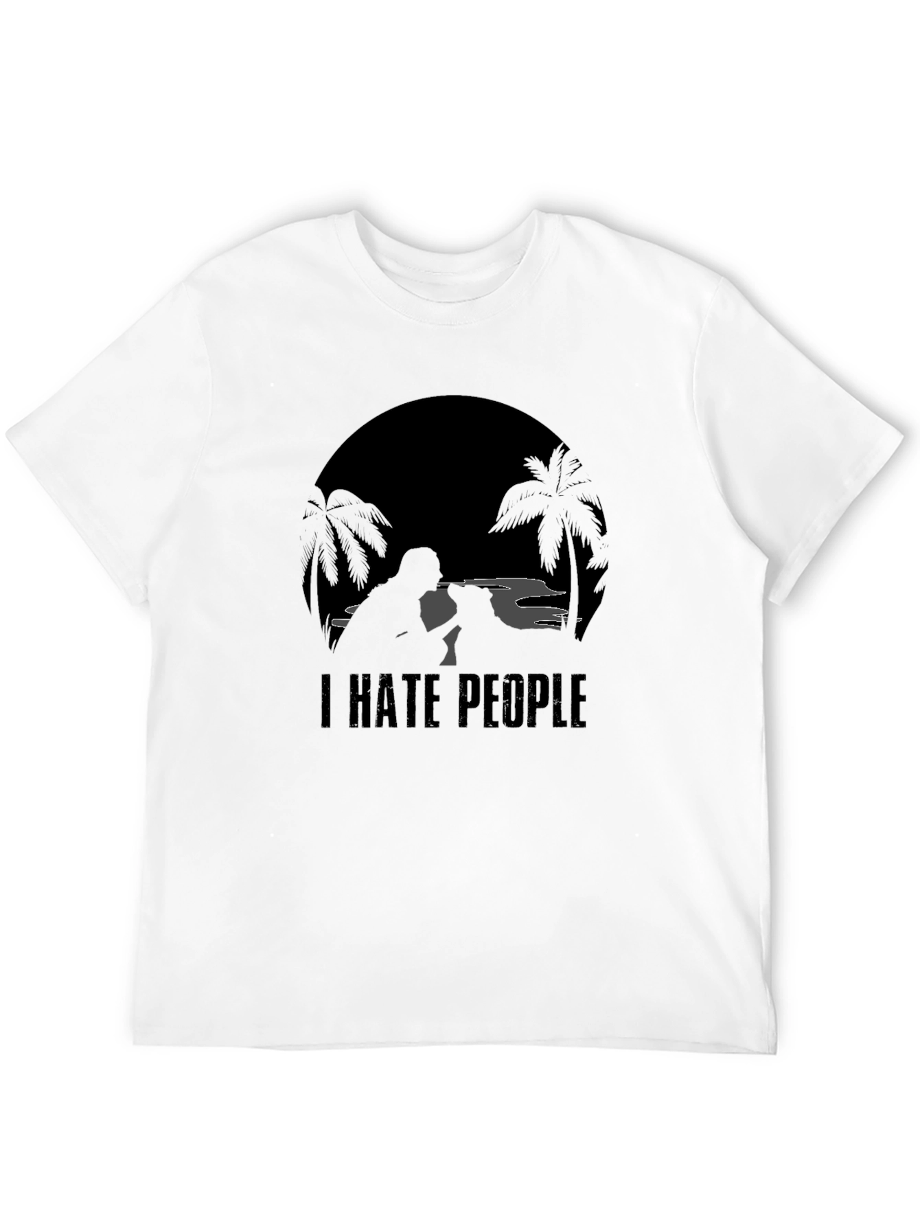 I Hate People Graphic T-Shirt - Tropical Beach Design