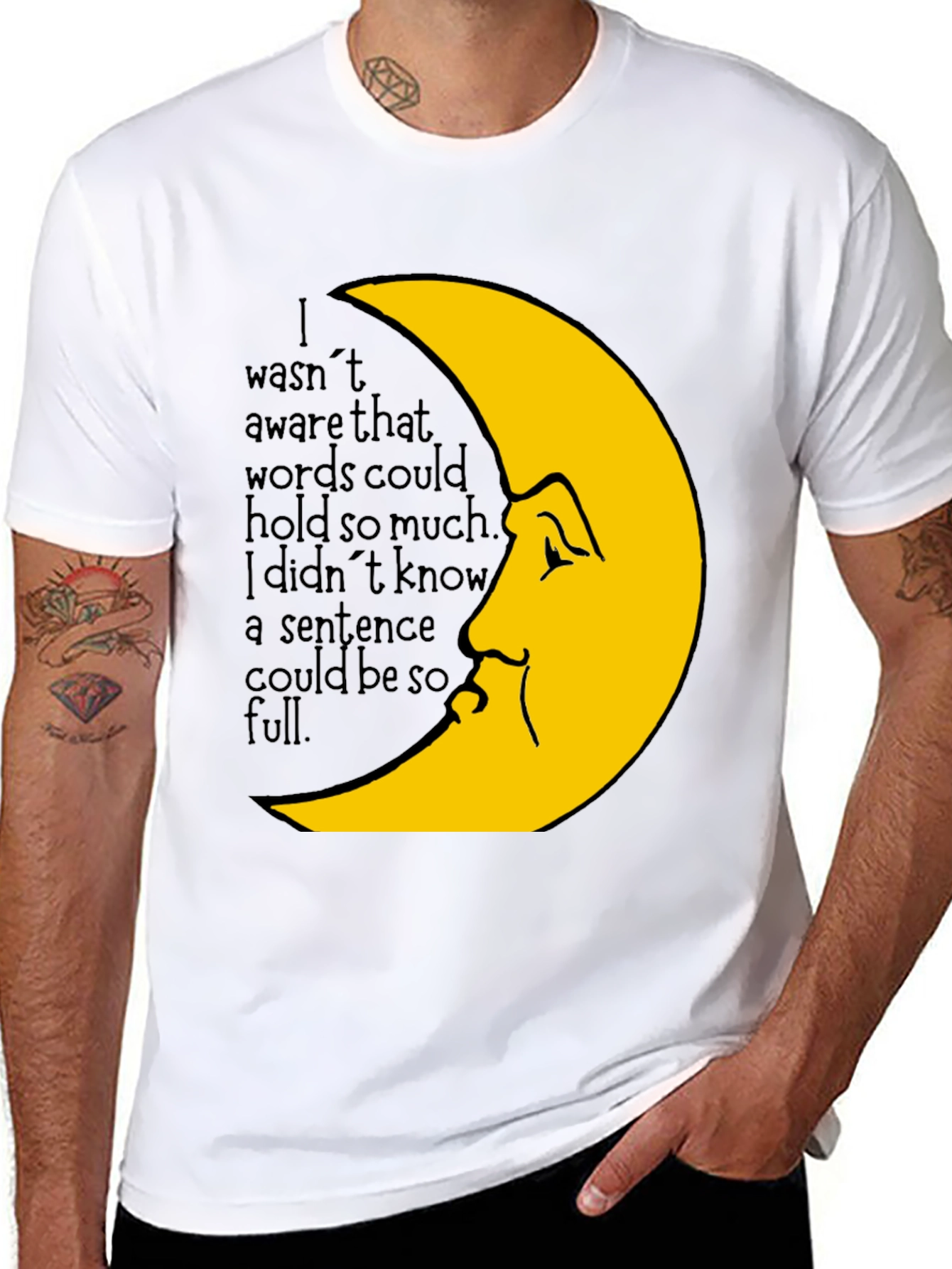 Moon Face Graphic Tee -  Emotional Saying T-Shirt