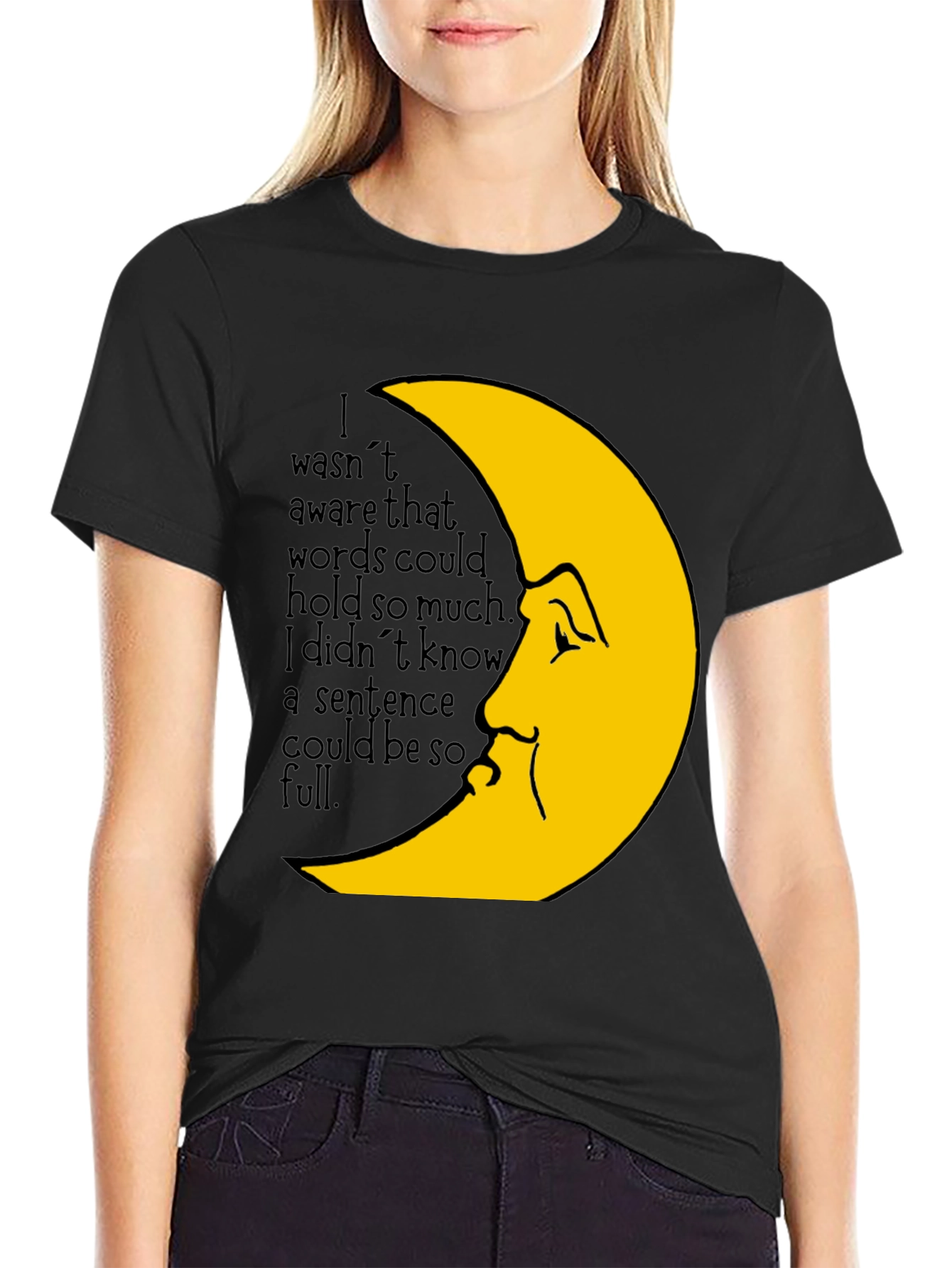 Moon Face Graphic Tee -  Emotional Saying T-Shirt