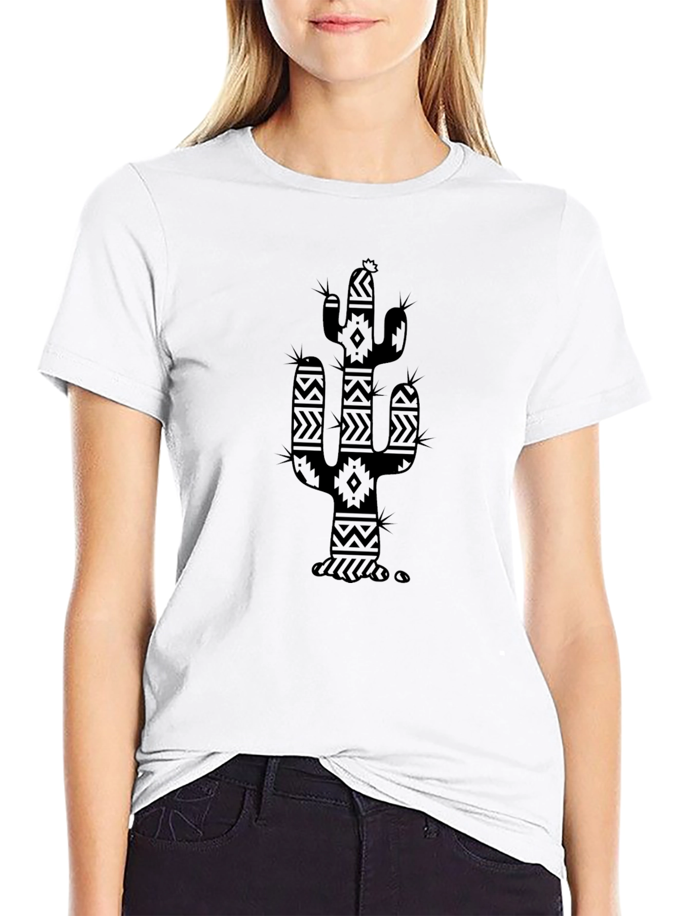 Cactus Print Black T-Shirt - Southwest Style Tee