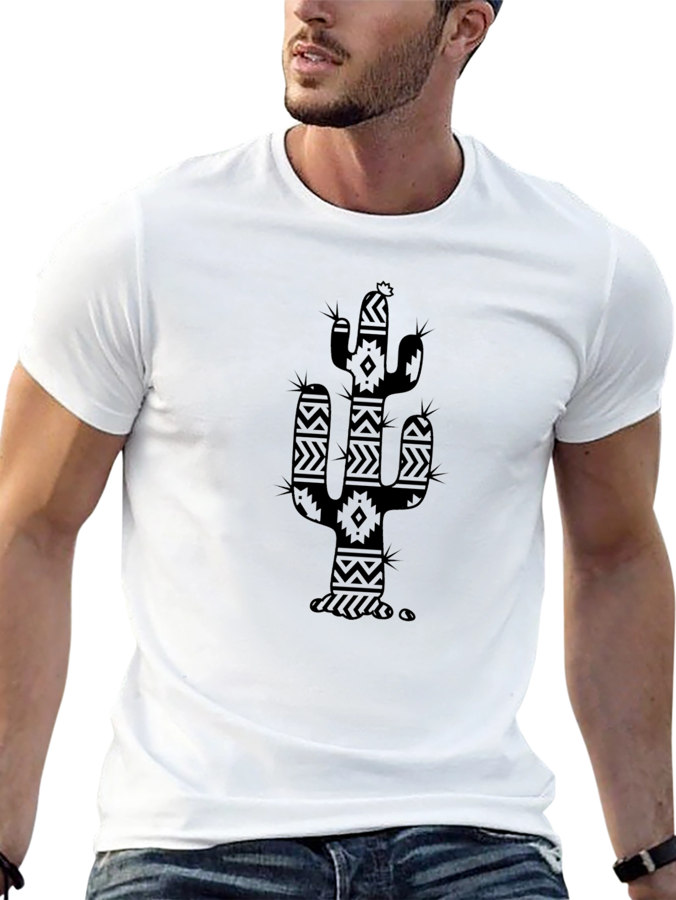 Cactus Print Black T-Shirt - Southwest Style Tee
