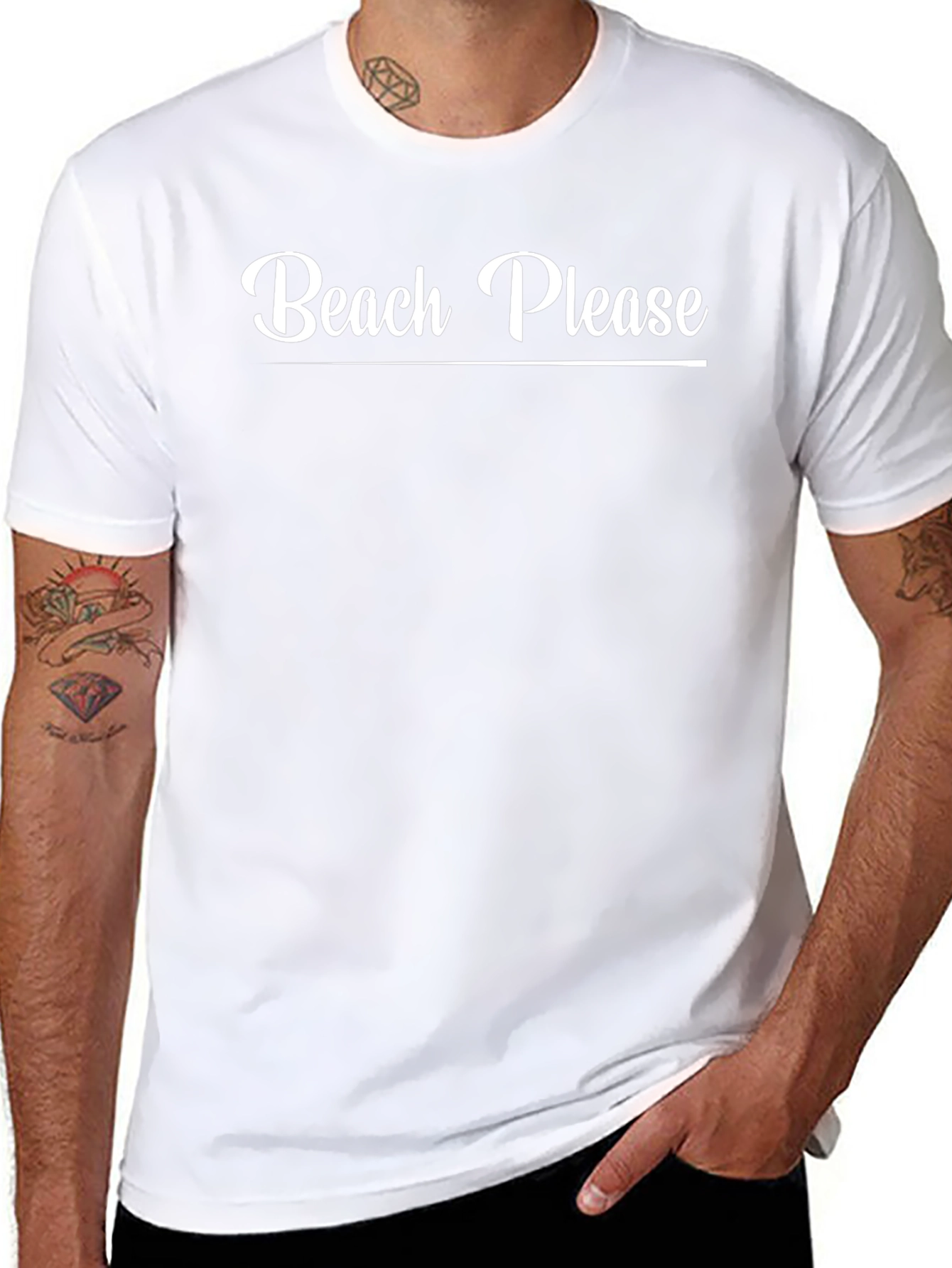 Beach Please Graphic T-Shirt - Black Cotton Tee