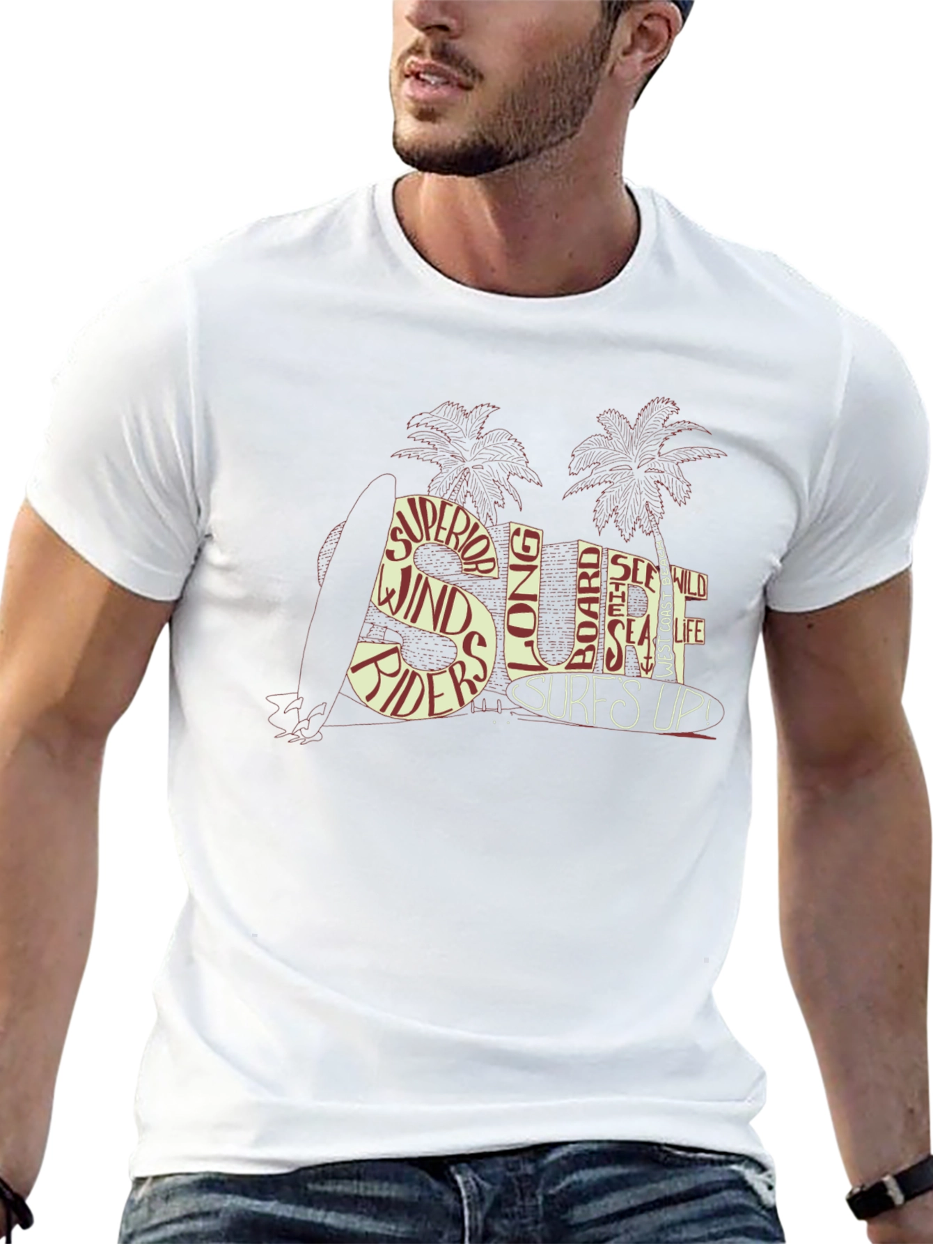 Surfs Up Graphic Tee - Beach Style Black T-Shirt