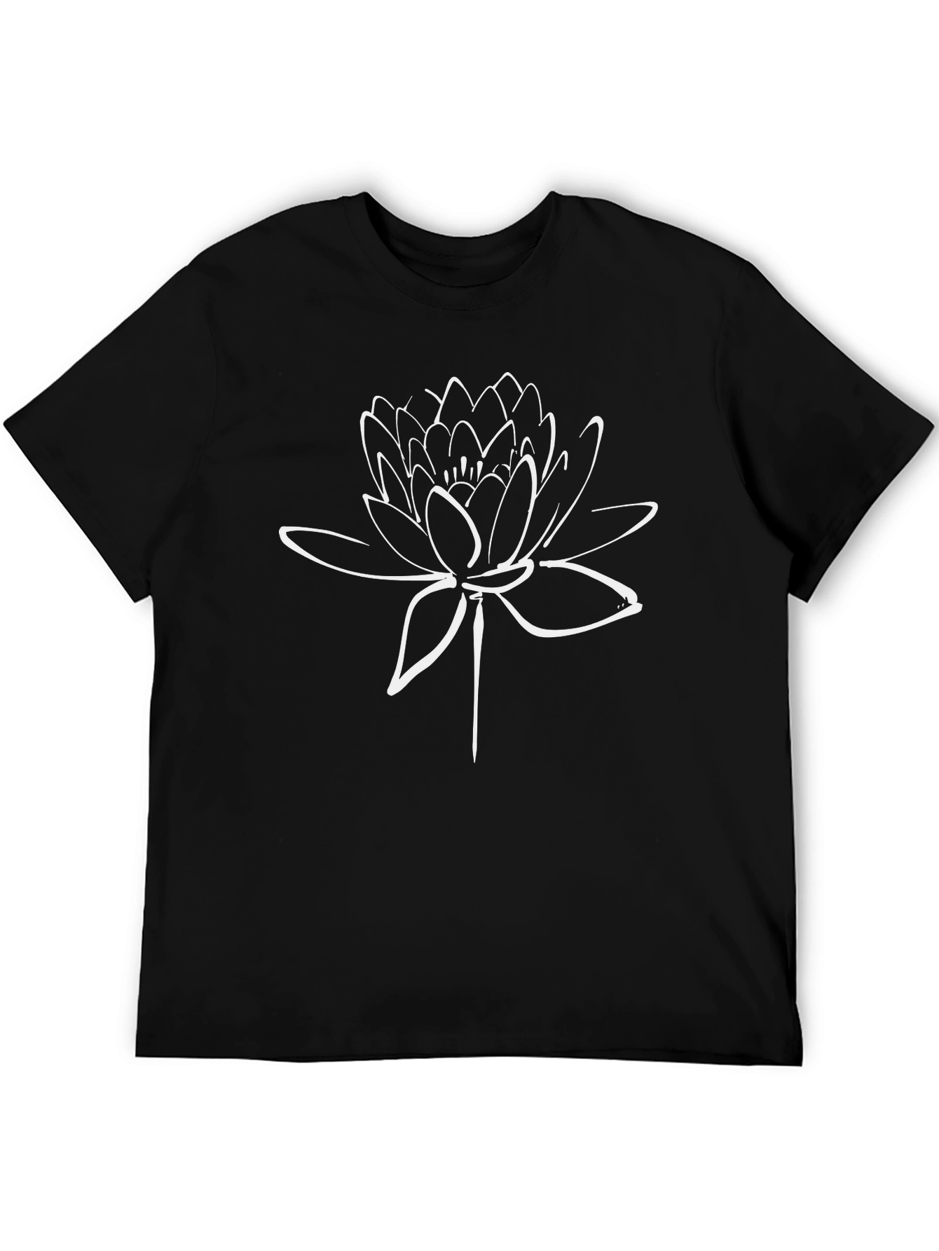 Lotus Flower Graphic T-Shirt - Stylish Black Tee