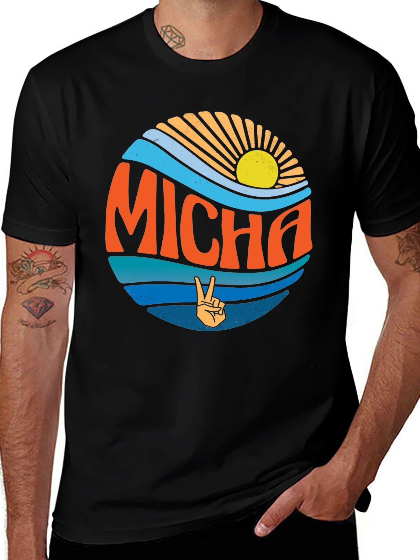 Retro Micha Peace Sign Graphic Tee