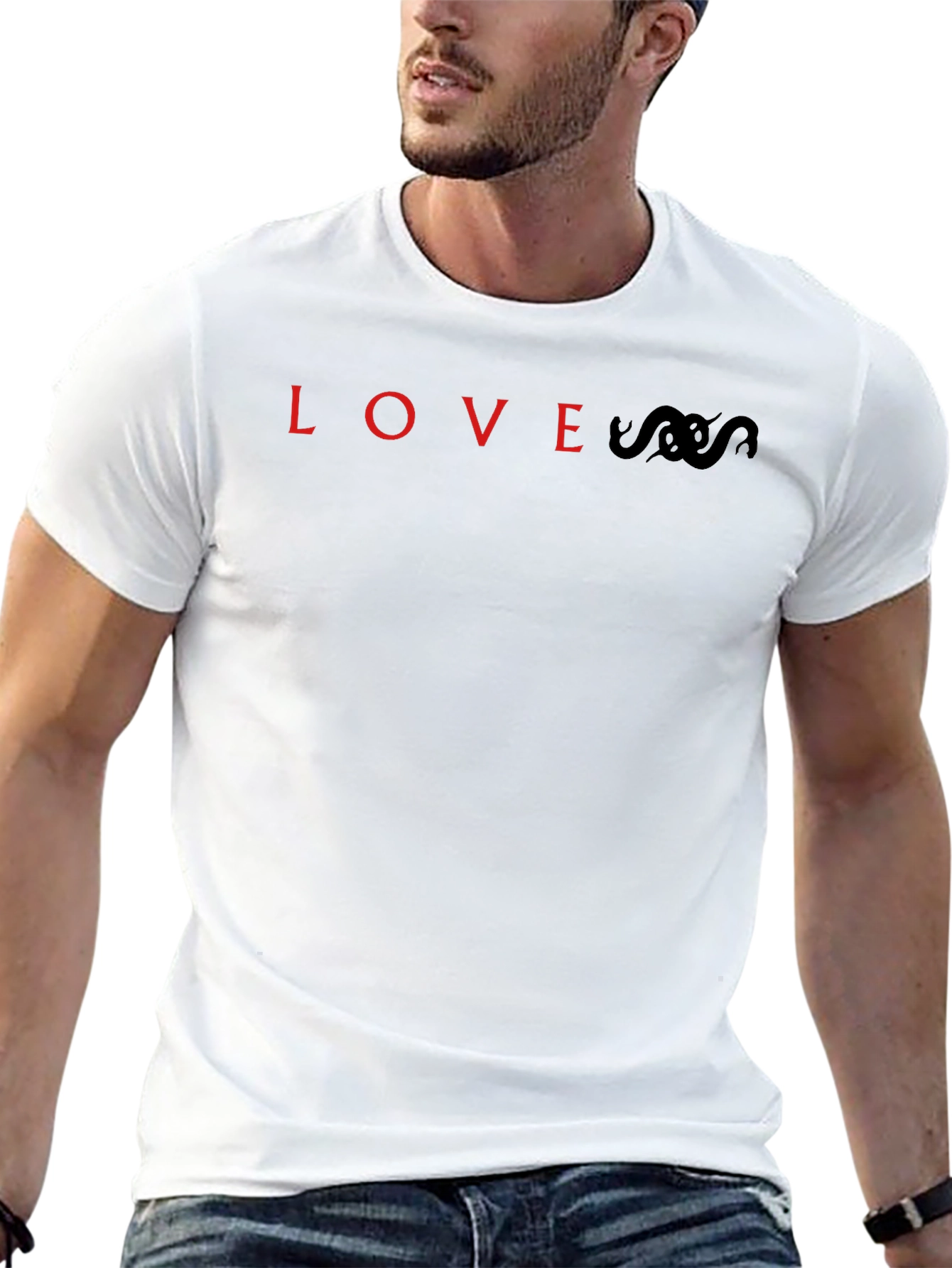 Love Snake Graphic Tee - Stylish Black Cotton T-Shirt