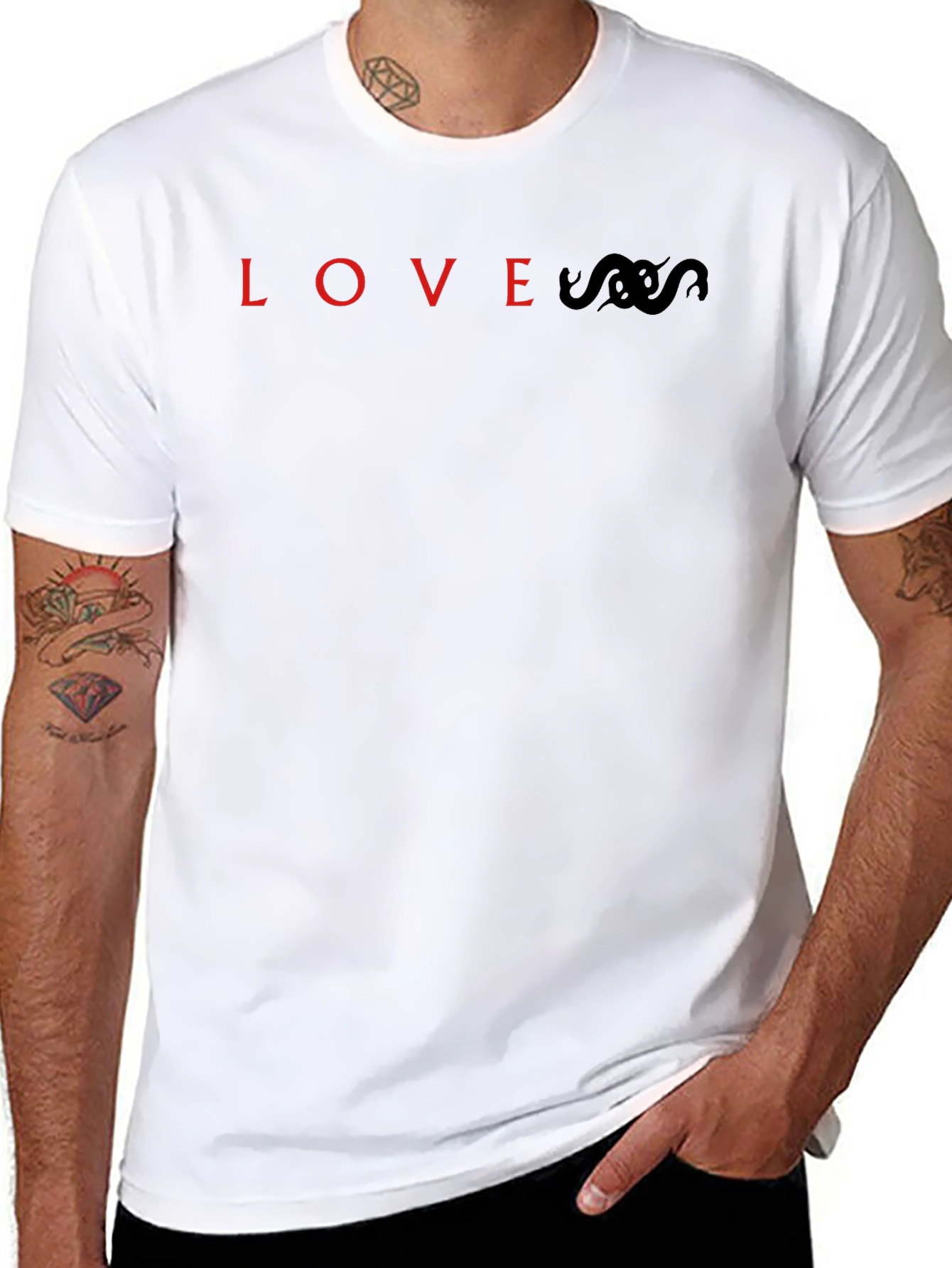 Love Snake Graphic Tee - Stylish Black Cotton T-Shirt