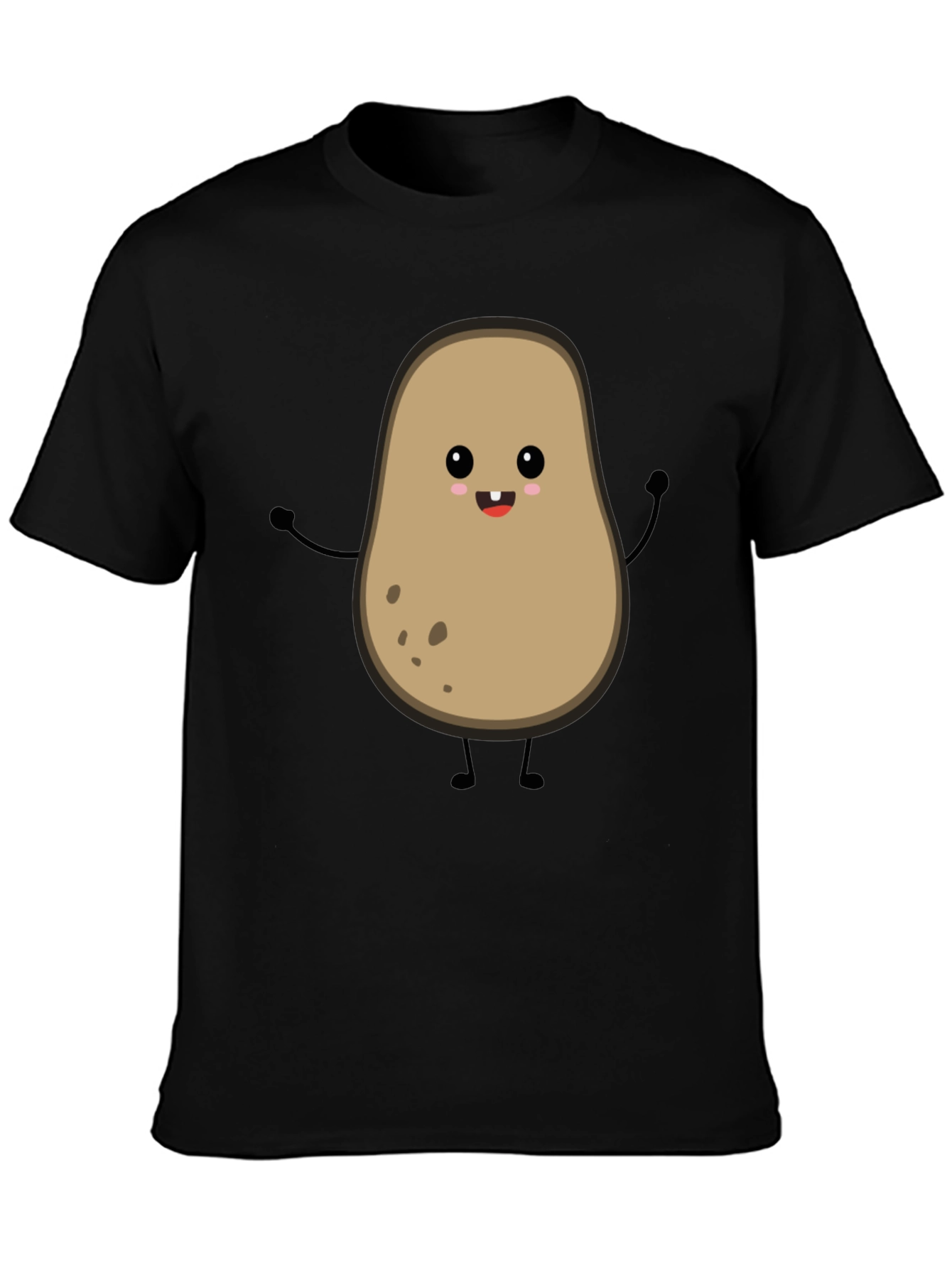 Funny Potato Graphic Tee - Black Cotton Shirt