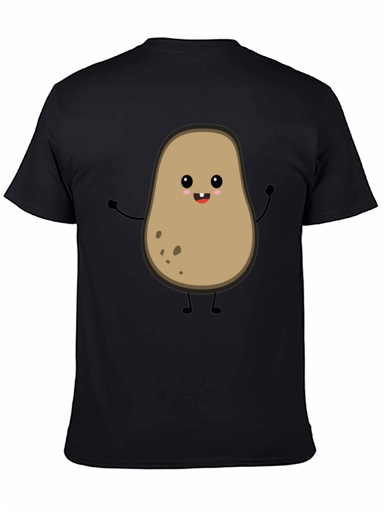 Funny Potato Graphic Tee - Black Cotton Shirt