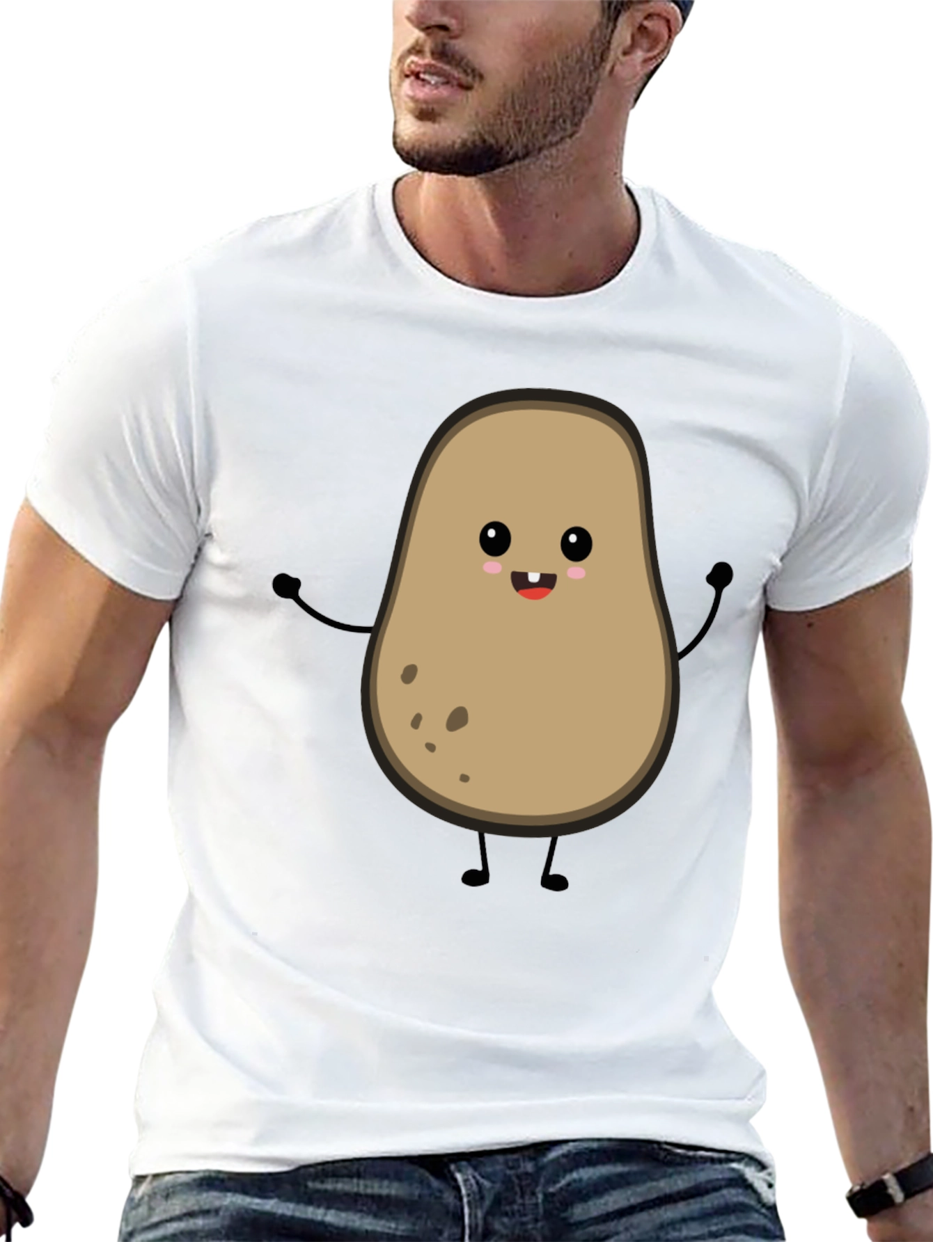 Funny Potato Graphic Tee - Black Cotton Shirt