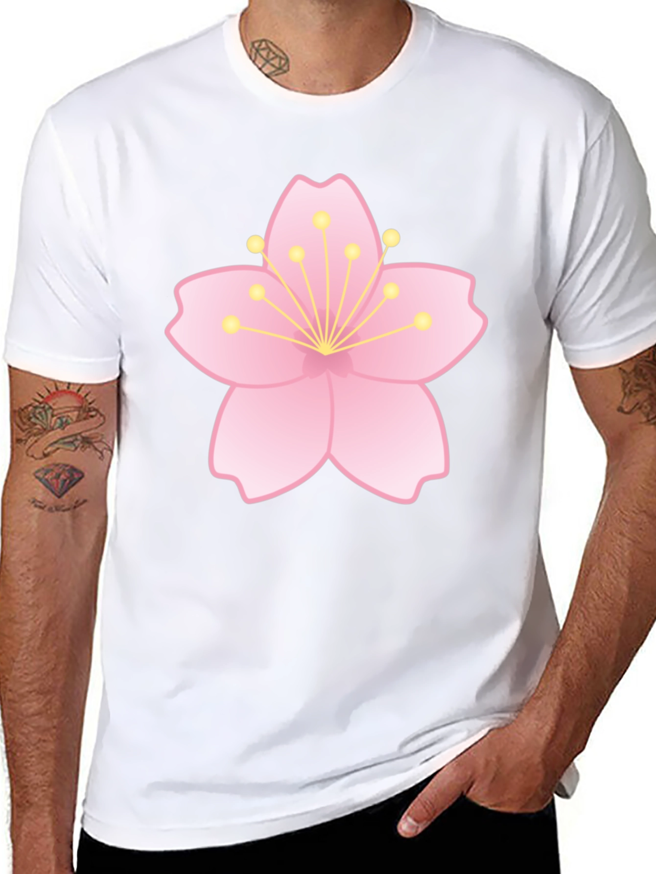 Sakura Blossom Graphic Tee - Black Cotton T-Shirt