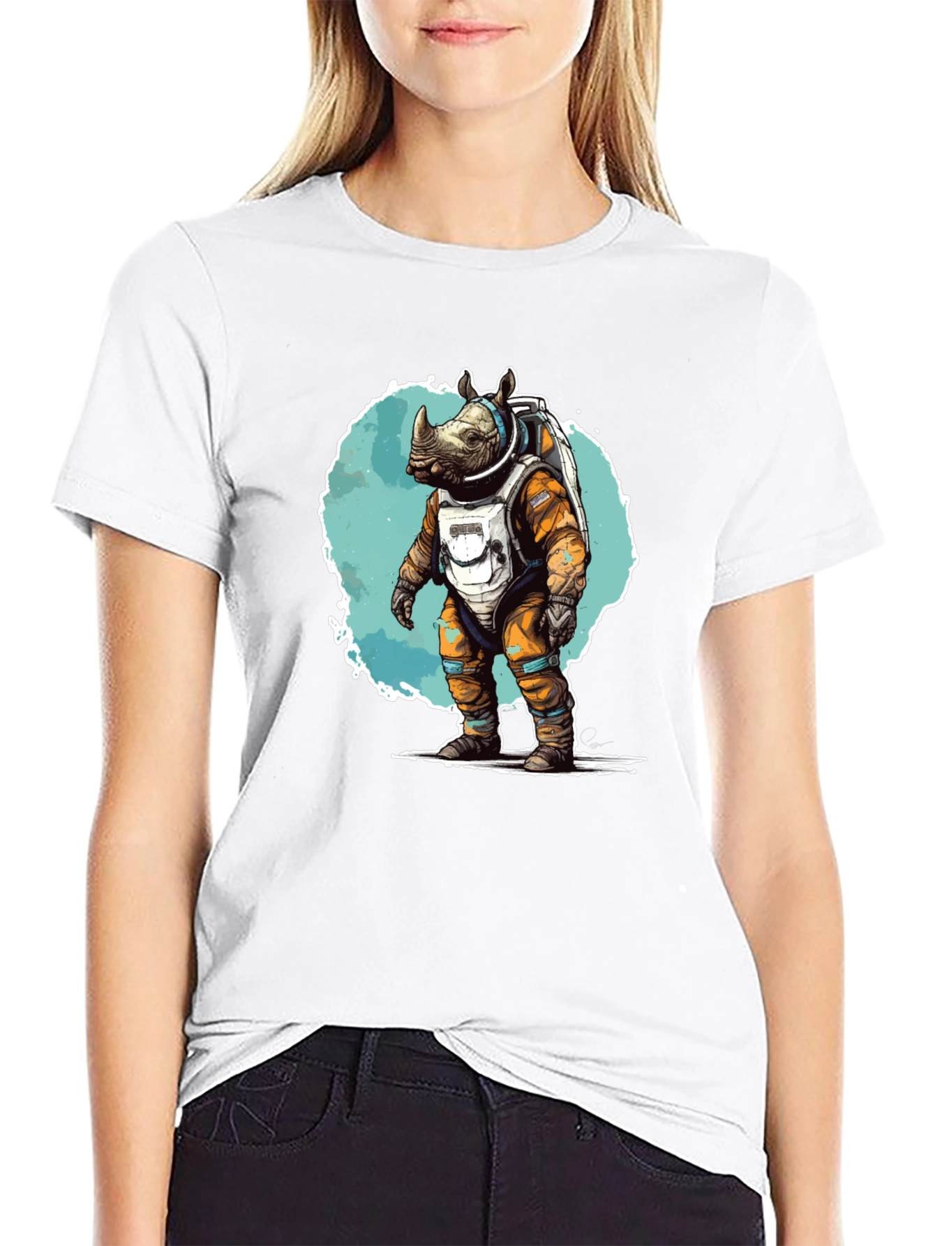 Astronaut Rhino Graphic T-Shirt