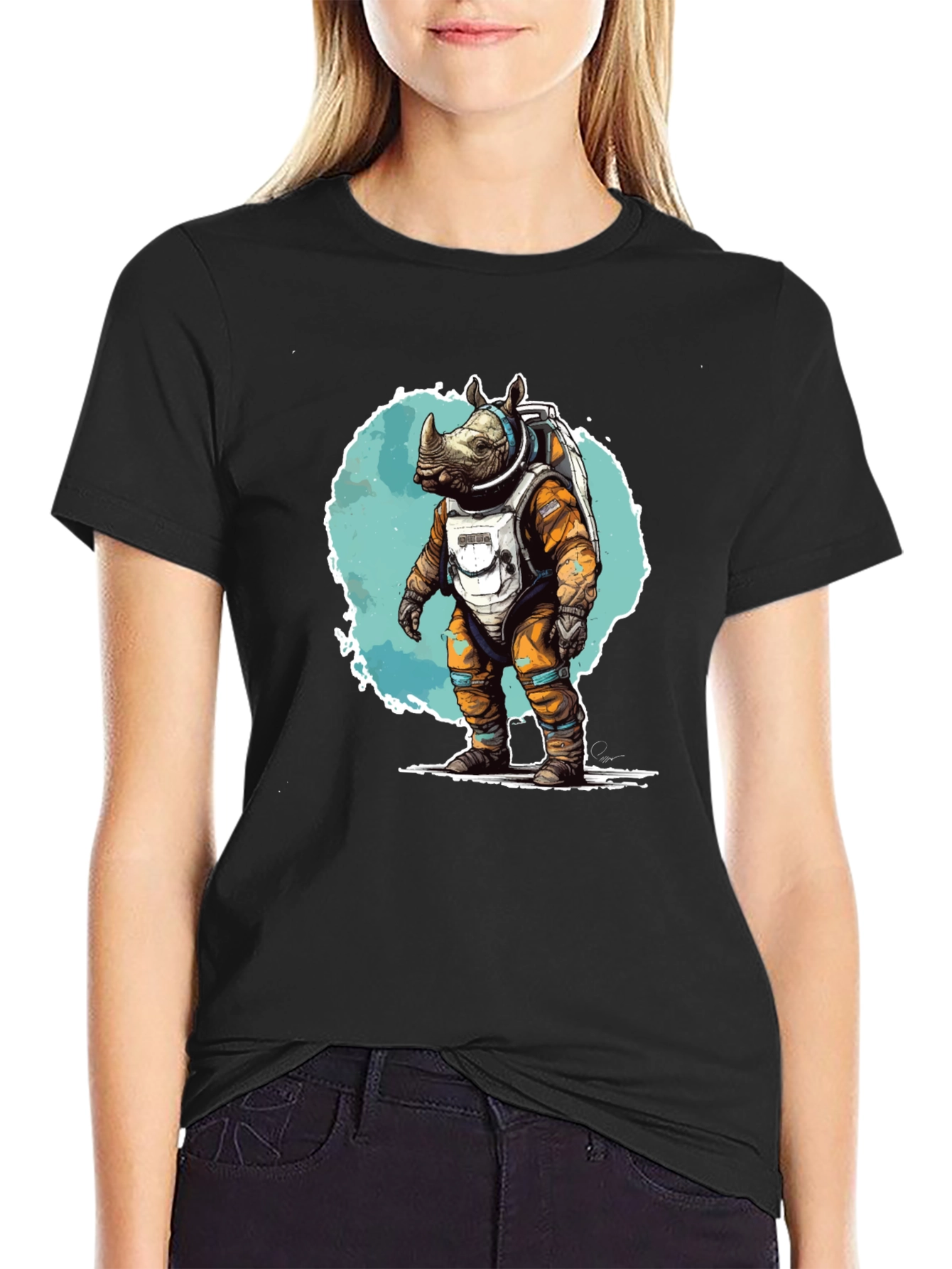 Astronaut Rhino Graphic T-Shirt