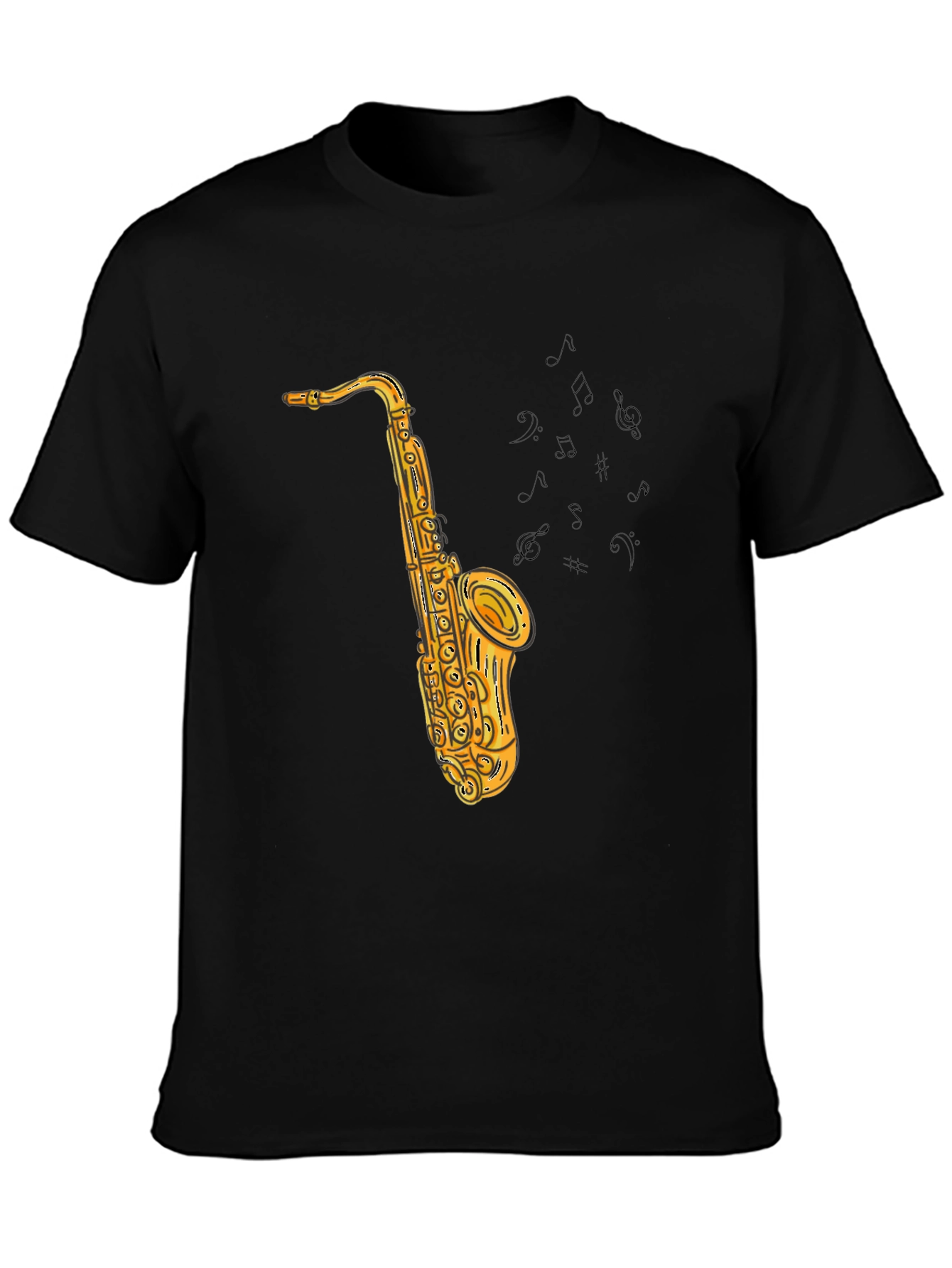 Saxophone Graphic Print Tee - Cool Music Shirt