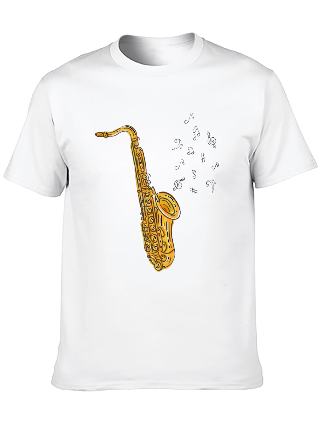 Saxophone Graphic Print Tee - Cool Music Shirt