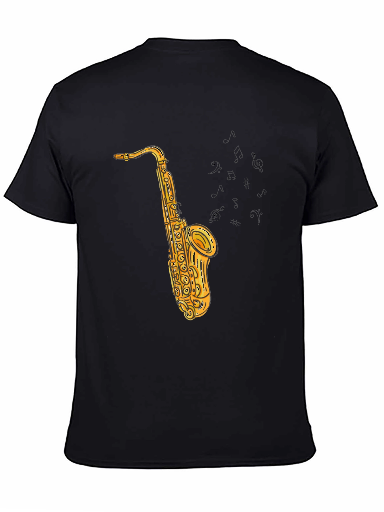 Saxophone Graphic Print Tee - Cool Music Shirt