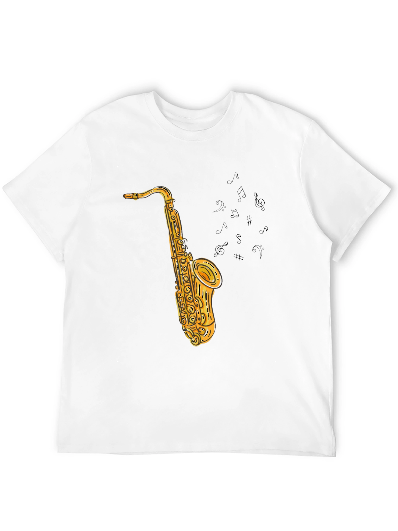 Saxophone Graphic Print Tee - Cool Music Shirt
