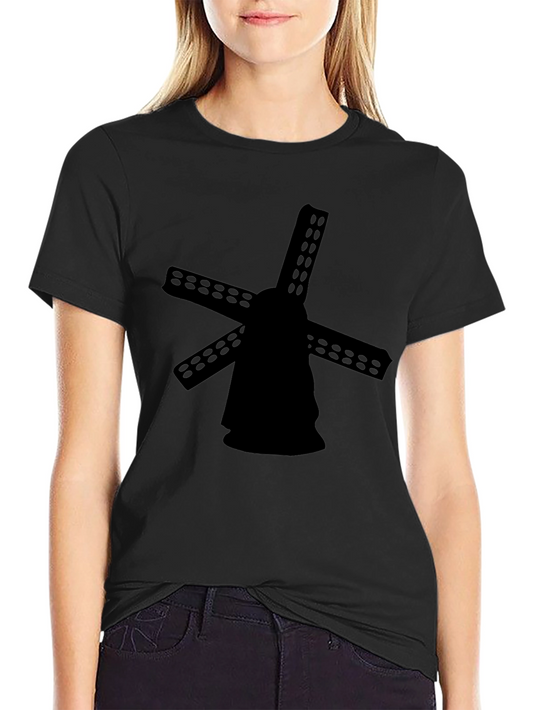Black Windmill Silhouette Graphic Tee