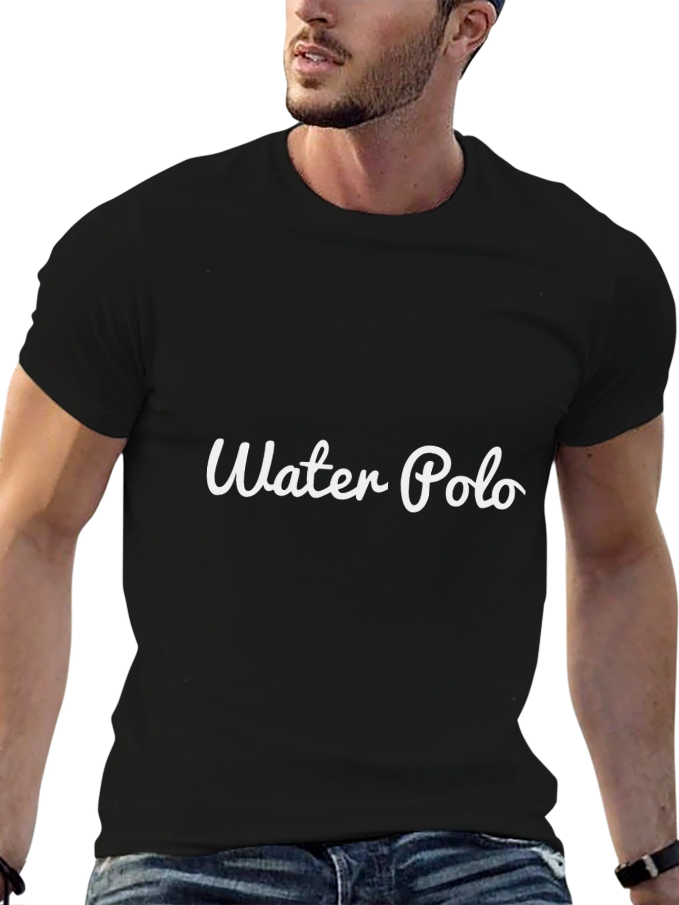 Water Polo Tee - Black Cotton Graphic T-Shirt