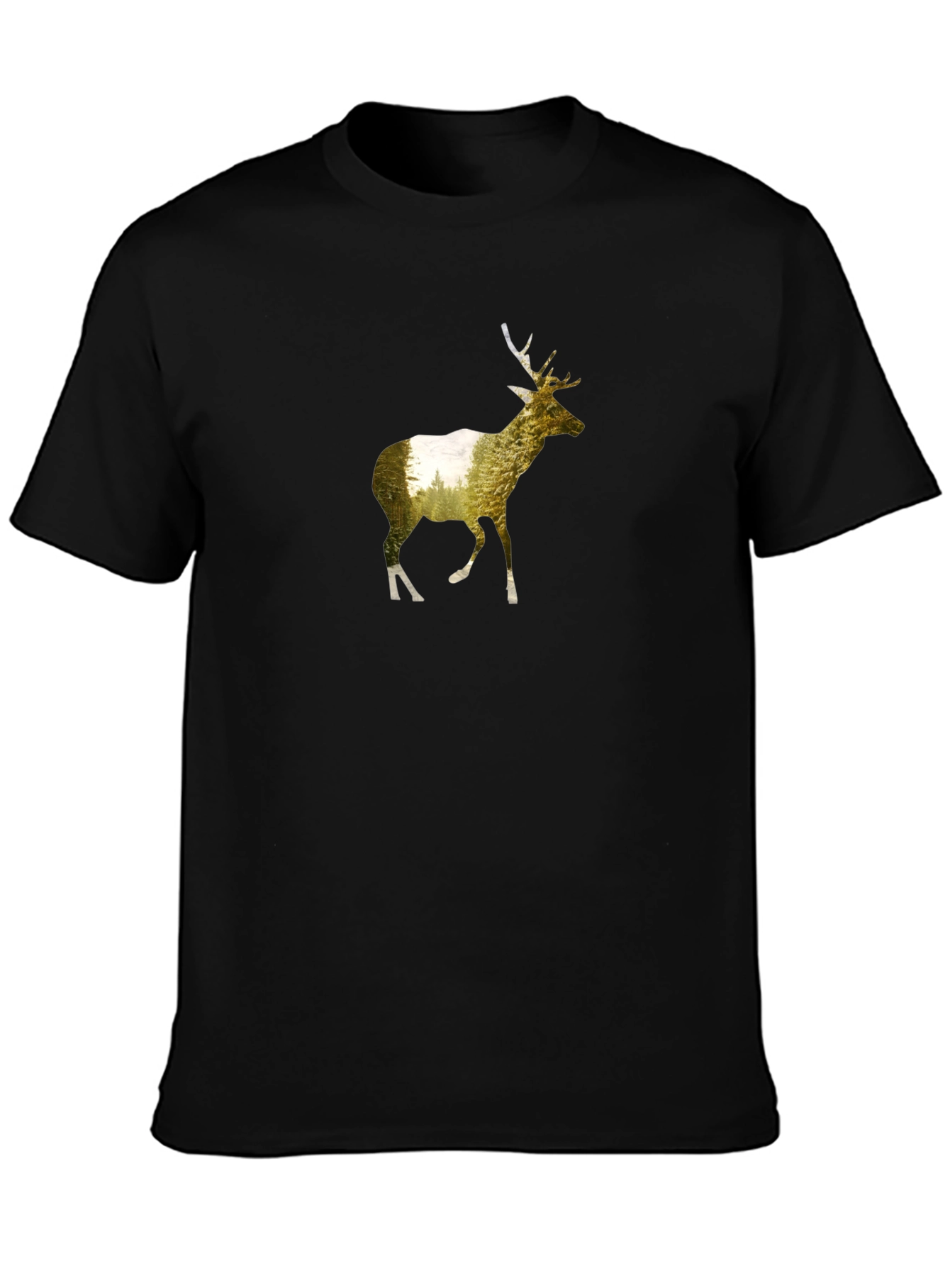Deer Silhouette Graphic Tee - Black