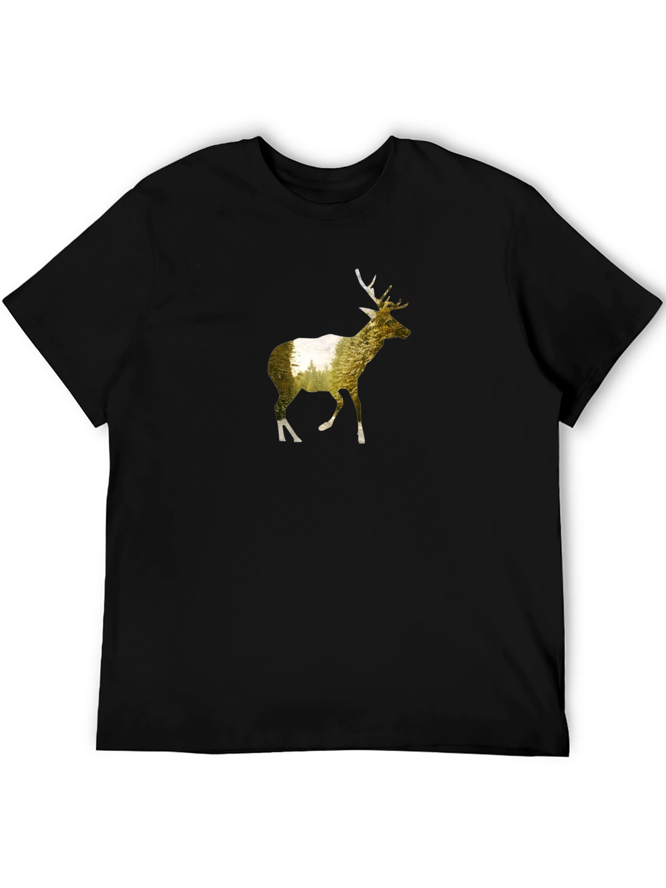 Deer Silhouette Graphic Tee - Black