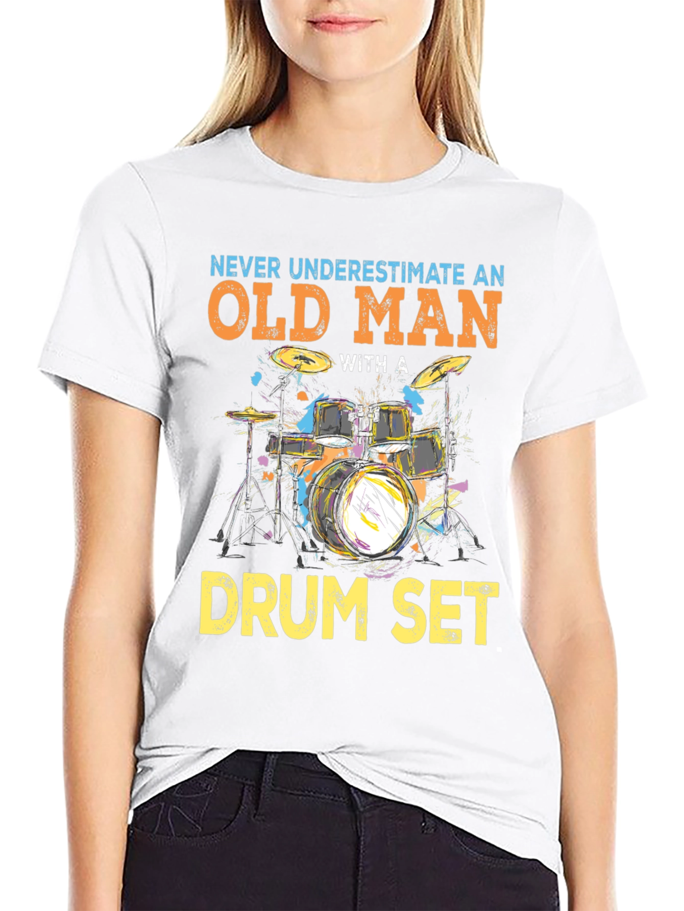 Old Man Drum Set Graphic Tee