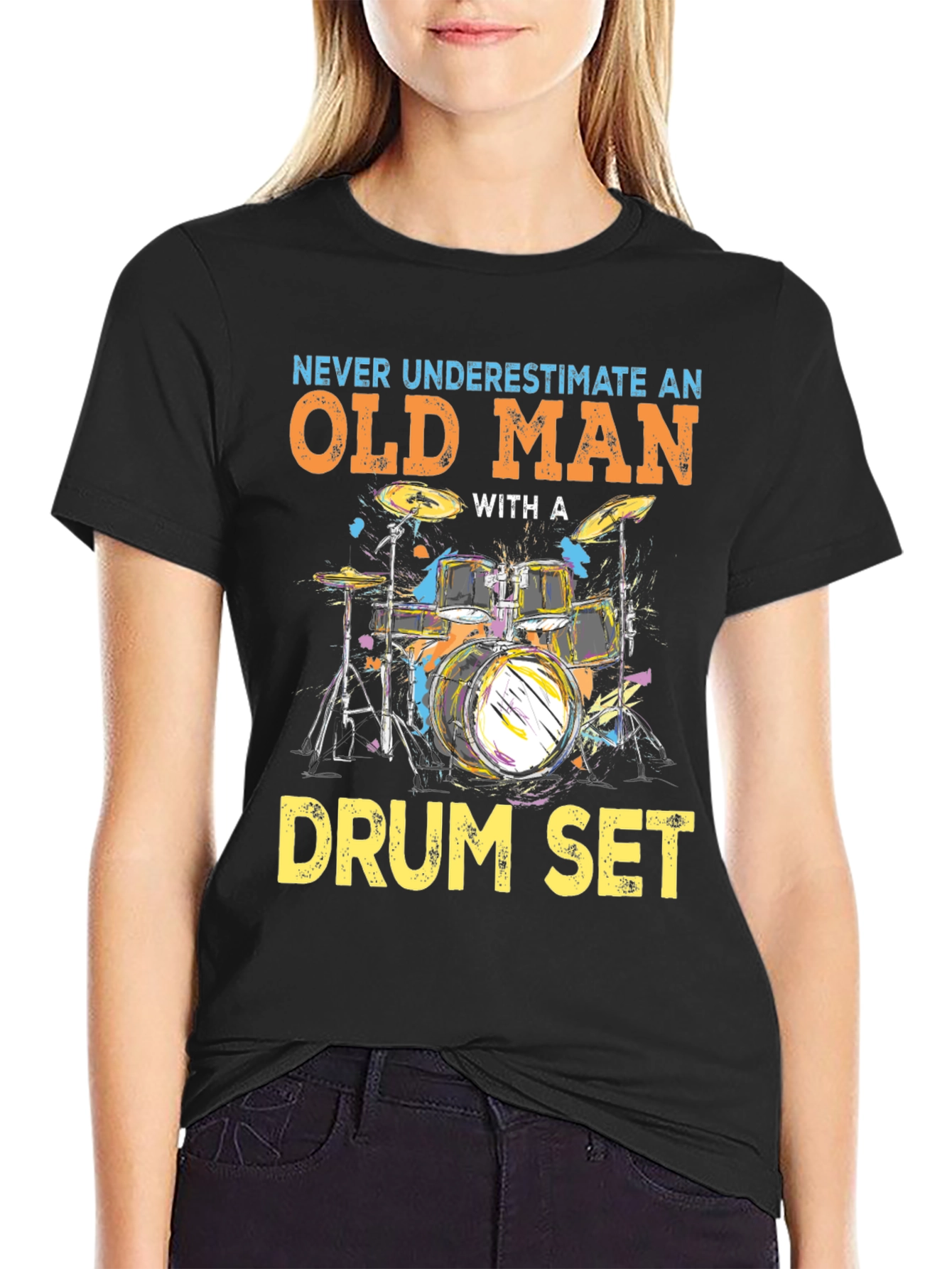 Old Man Drum Set Graphic Tee