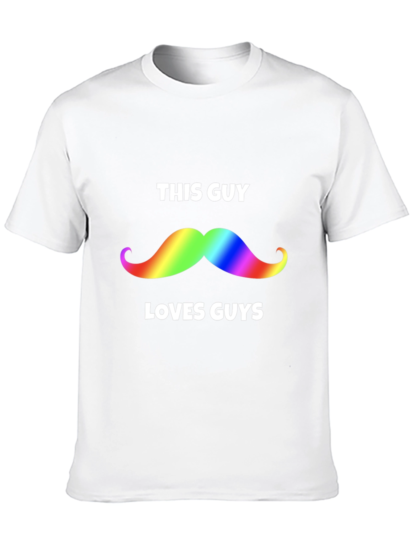 Rainbow Mustache This Guy Loves Guys Black T-Shirt