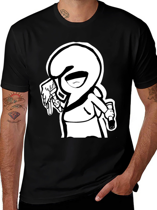 Cartoon Graffiti Artist Black Graphic Tee