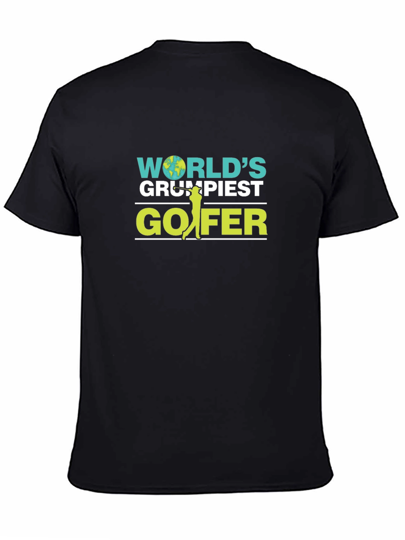 Worlds Grumpiest Golfer Tee - Black Cotton Blend