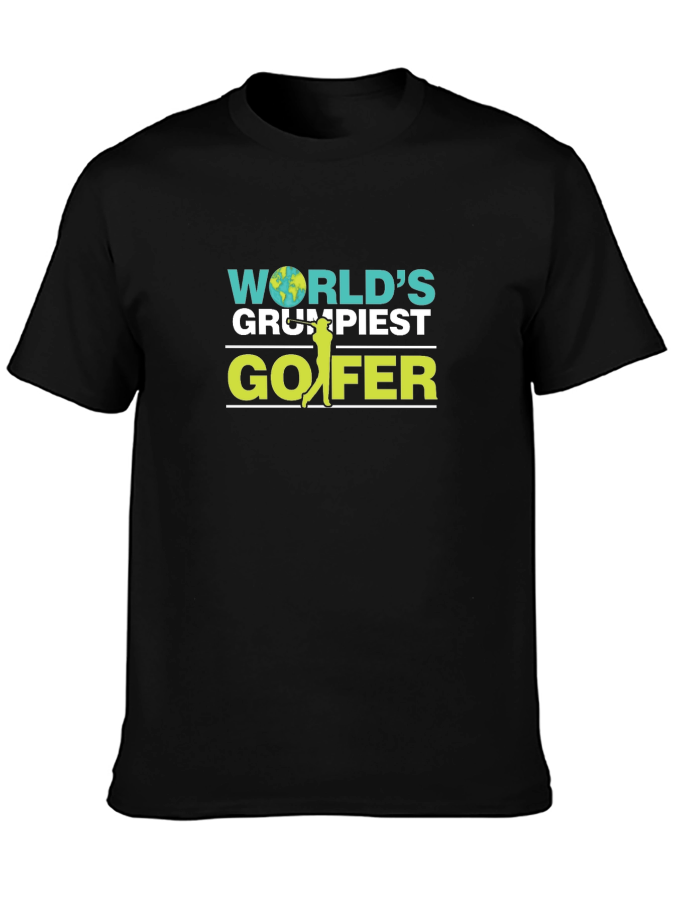 Worlds Grumpiest Golfer Tee - Black Cotton Blend