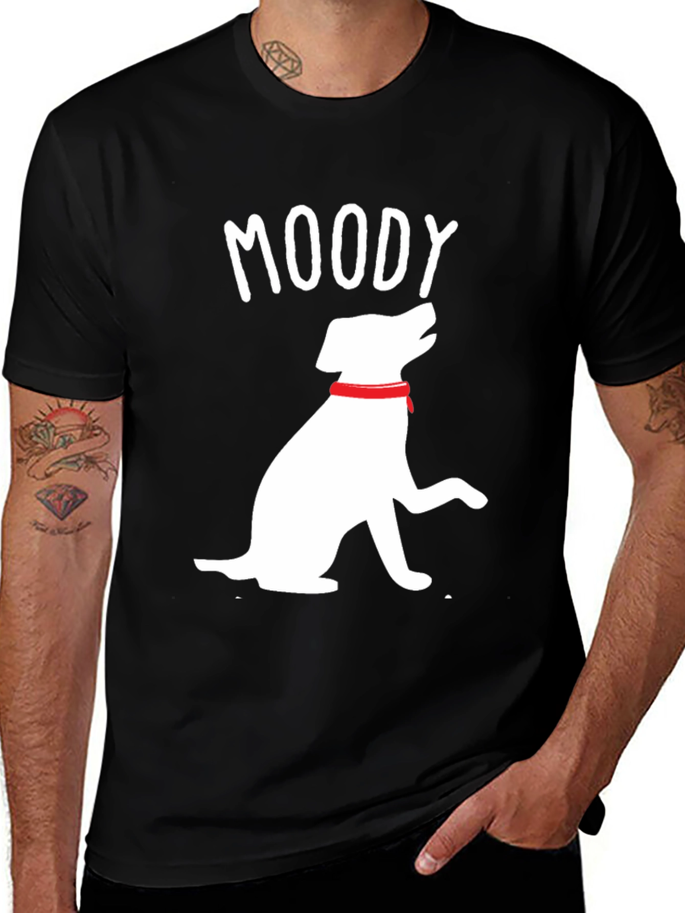 Moody Dog Graphic Tee - Casual Black T-Shirt