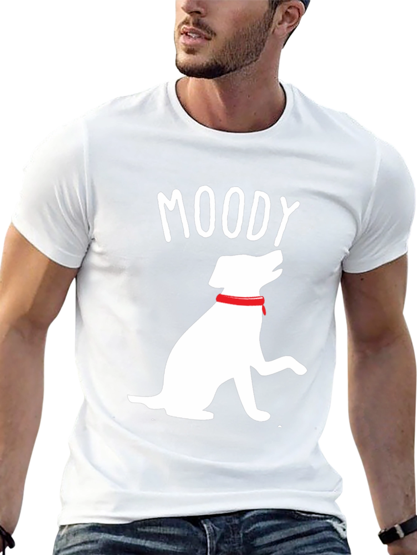 Moody Dog Graphic Tee - Casual Black T-Shirt