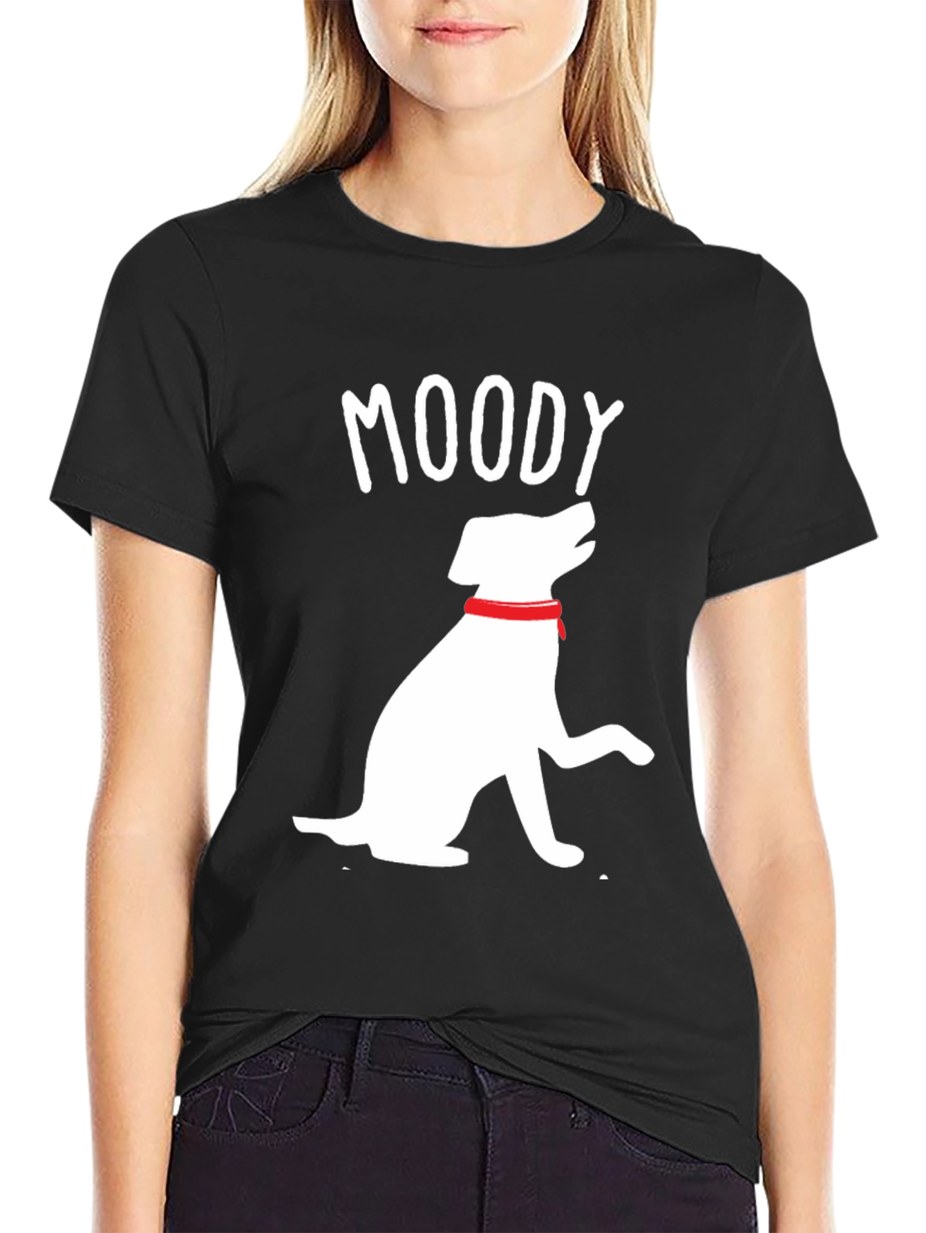 Moody Dog Graphic Tee - Casual Black T-Shirt
