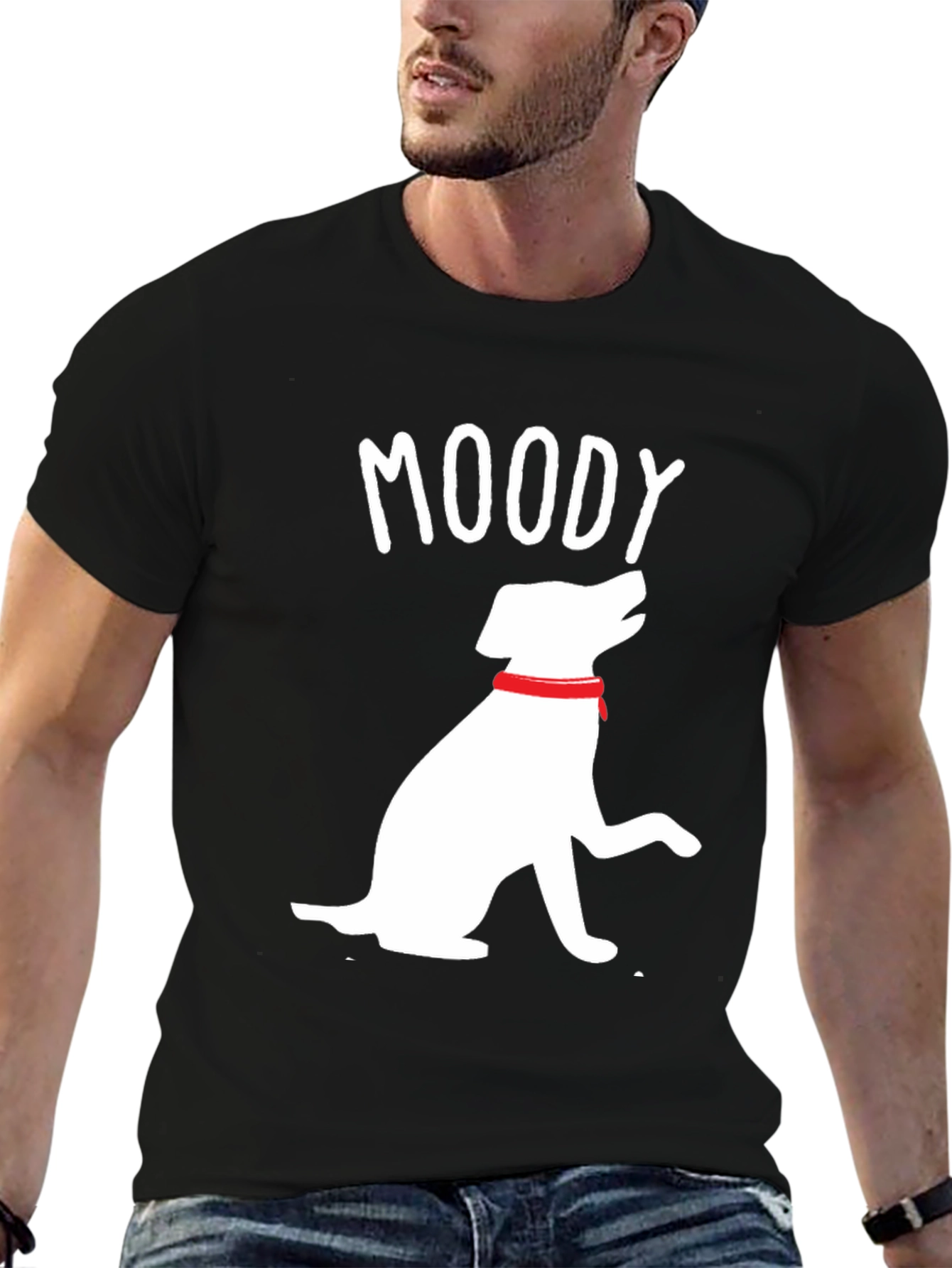 Moody Dog Graphic Tee - Casual Black T-Shirt