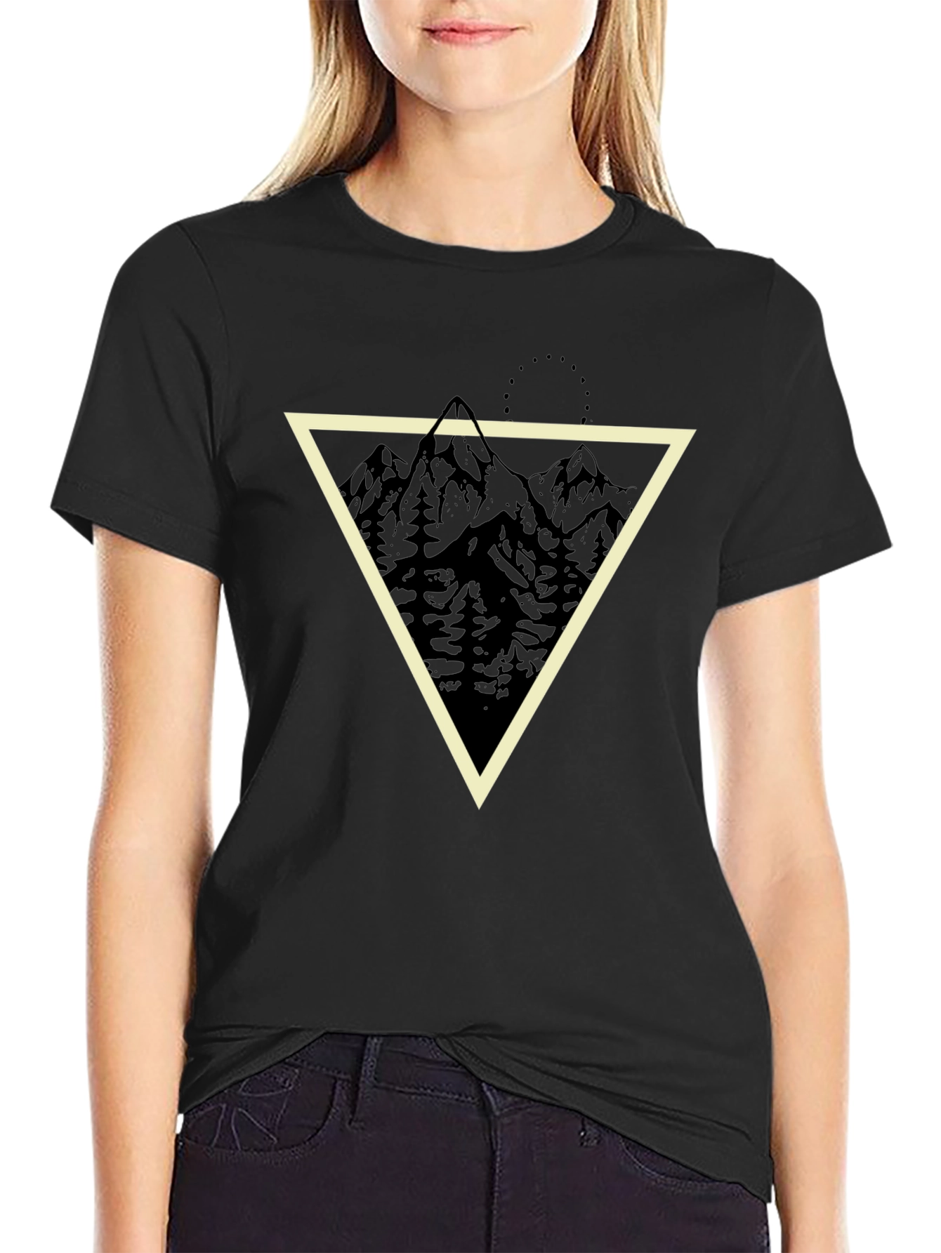 Mountain Triangle Graphic Tee - Stylish Mens Black T-Shirt