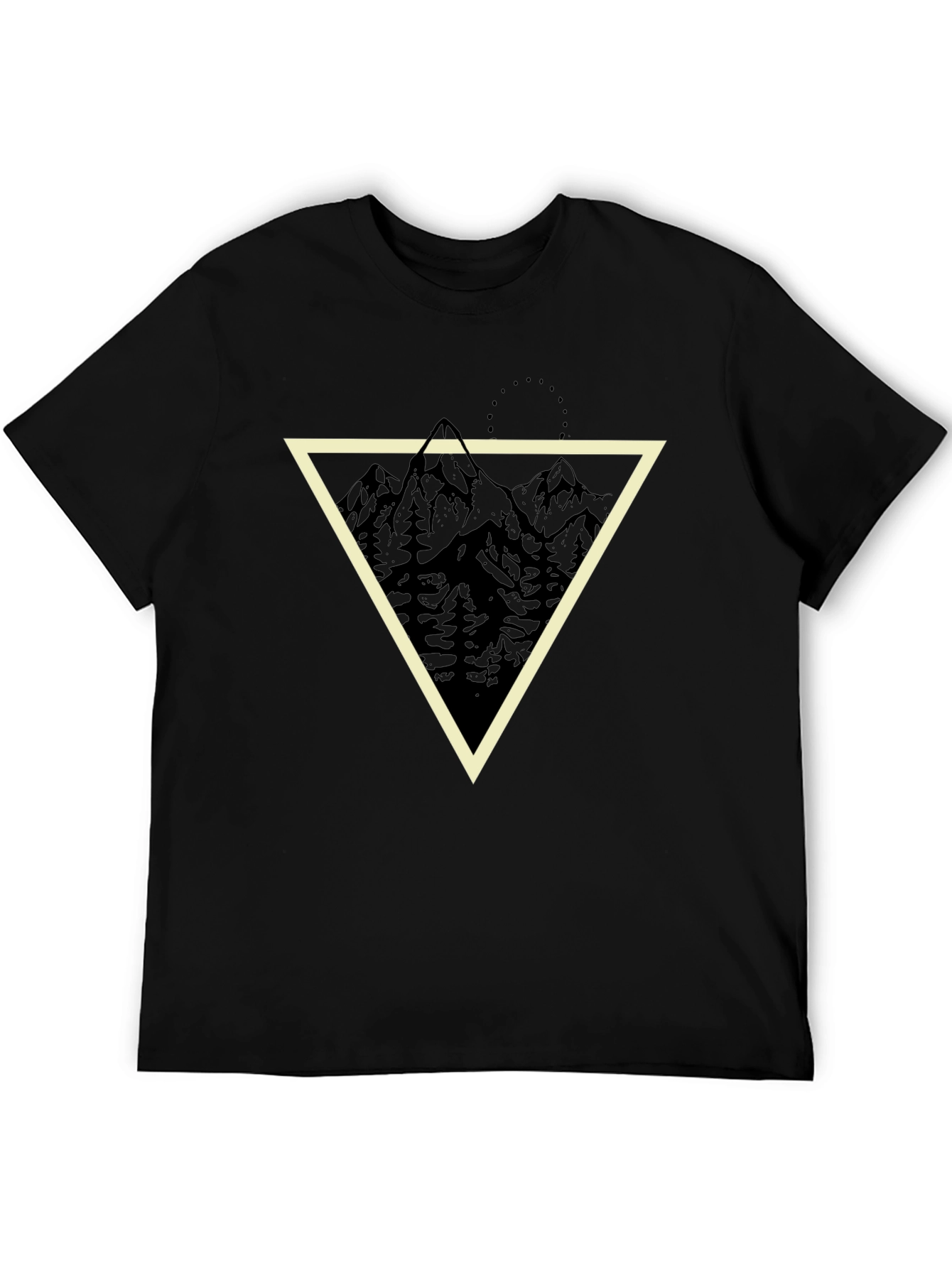 Mountain Triangle Graphic Tee - Stylish Mens Black T-Shirt