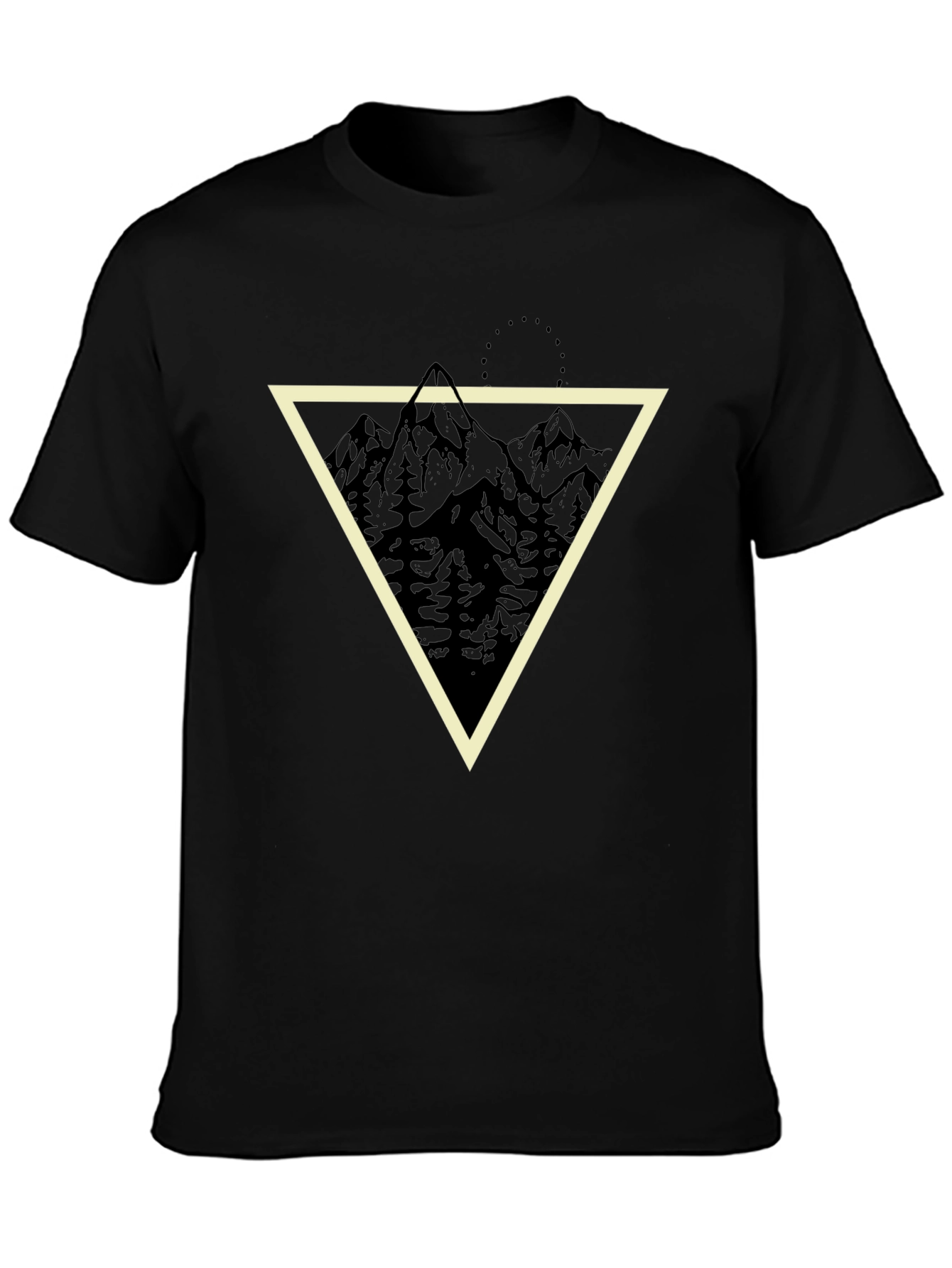 Mountain Triangle Graphic Tee - Stylish Mens Black T-Shirt