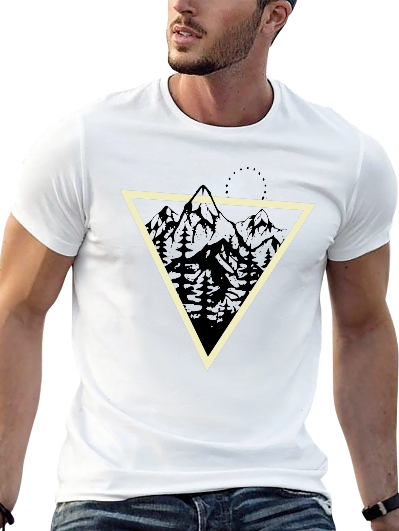 Mountain Triangle Graphic Tee - Stylish Mens Black T-Shirt