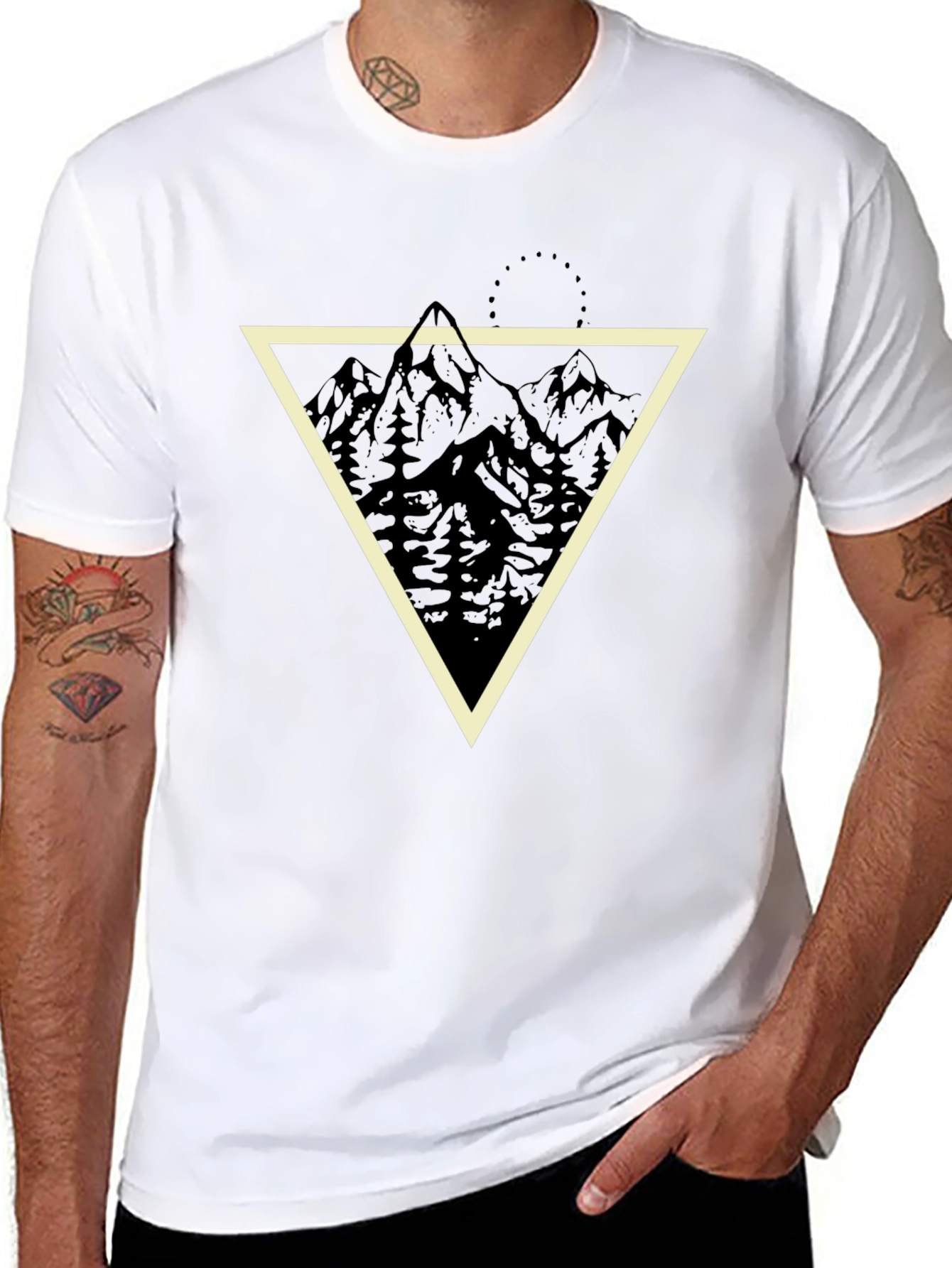 Mountain Triangle Graphic Tee - Stylish Mens Black T-Shirt