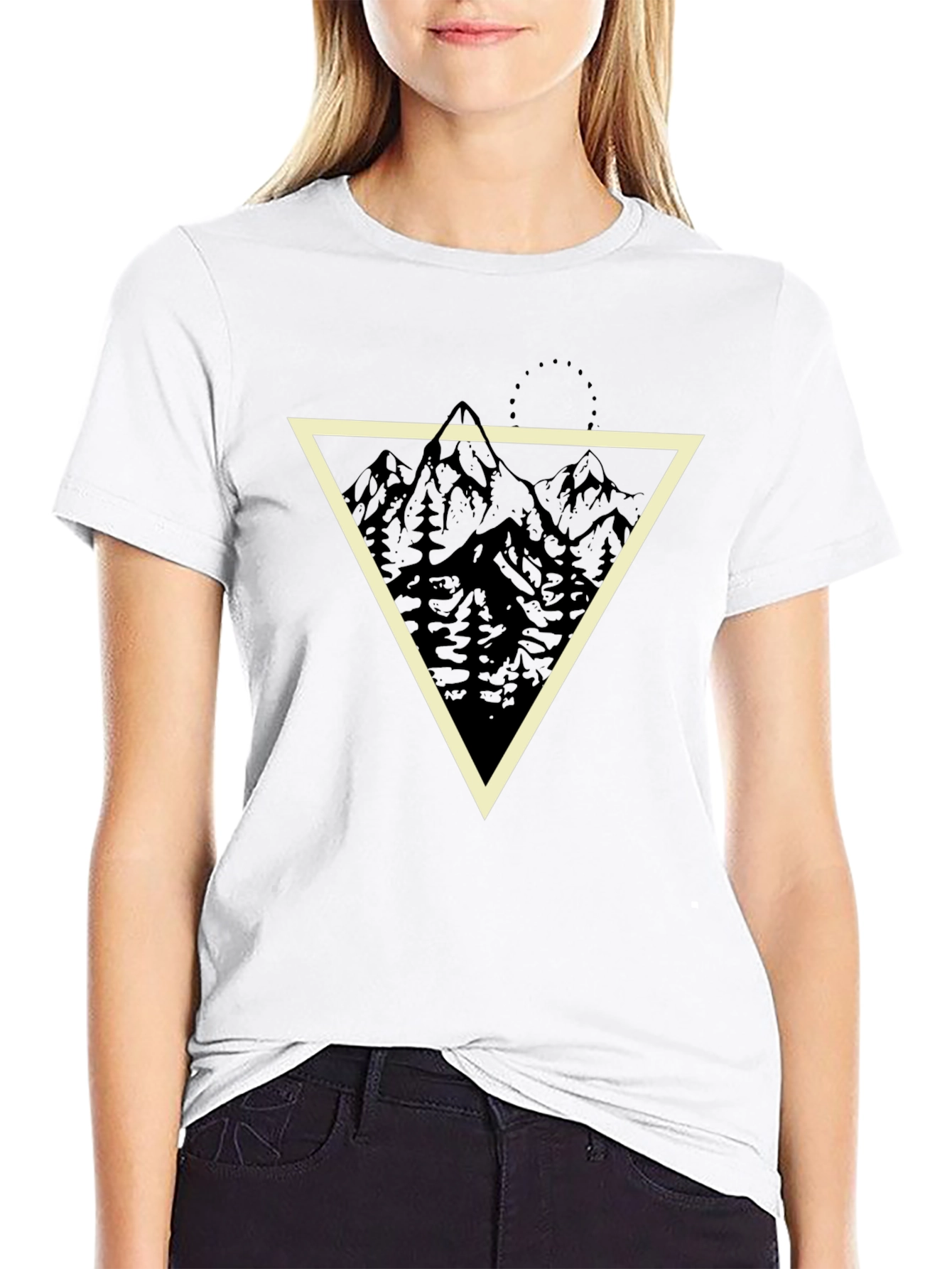 Mountain Triangle Graphic Tee - Stylish Mens Black T-Shirt