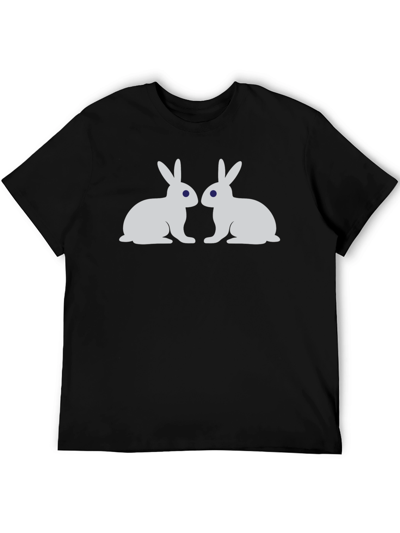 Two Bunny Rabbit Graphic Tee - Black