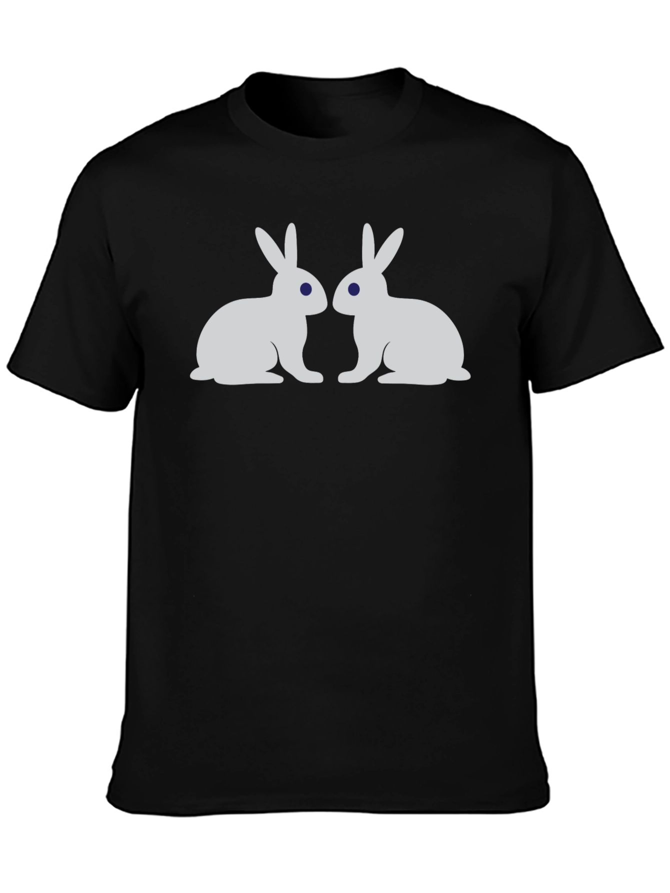 Two Bunny Rabbit Graphic Tee - Black